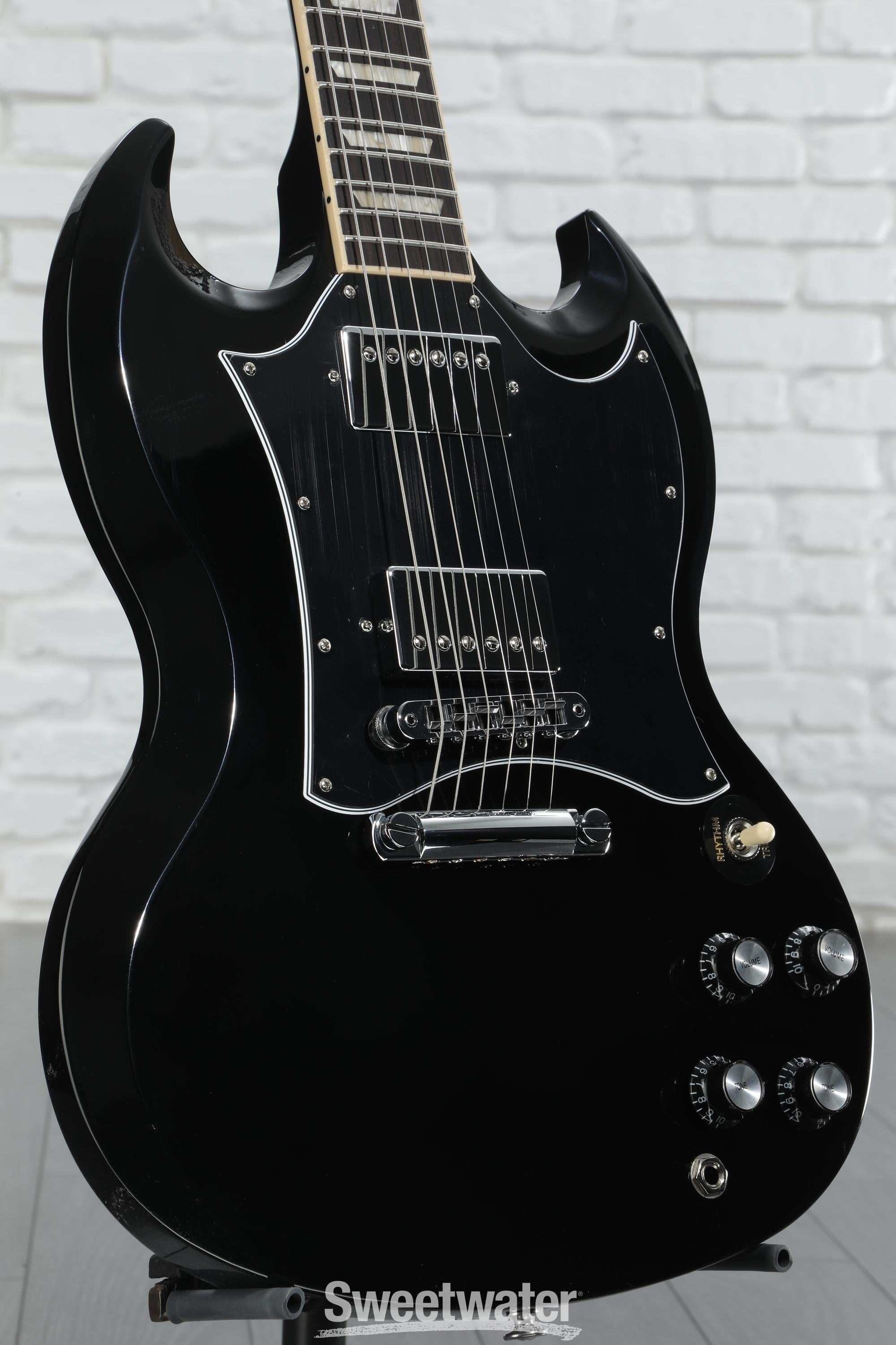 【izk】Gibson SG standard ebony、BLACK Gibson SG Standard Electric Guitar - Ebony | Sweetwater