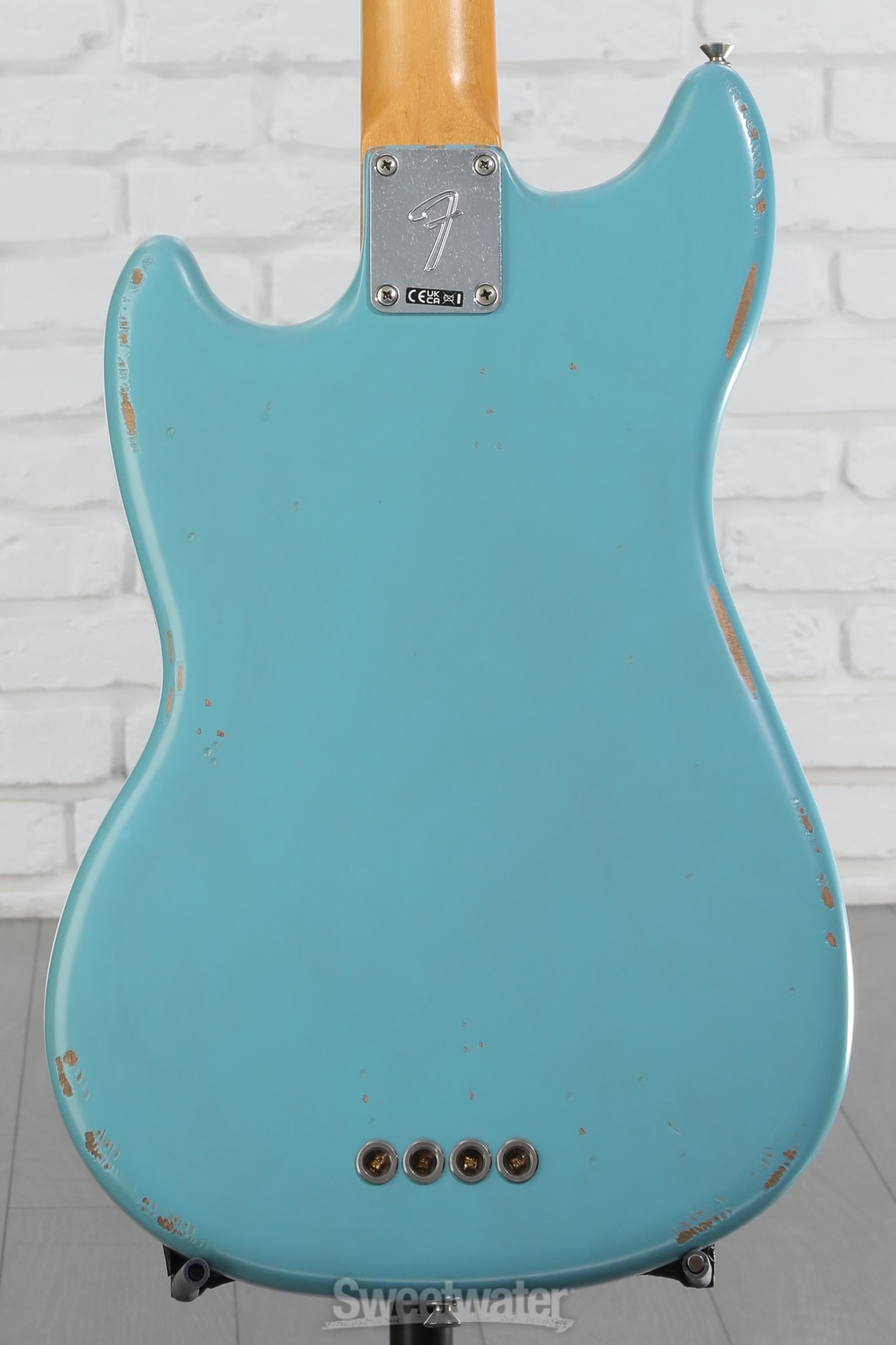 Fender JMJ Road Worn Mustang Bass Guitar - Faded Daphne Blue