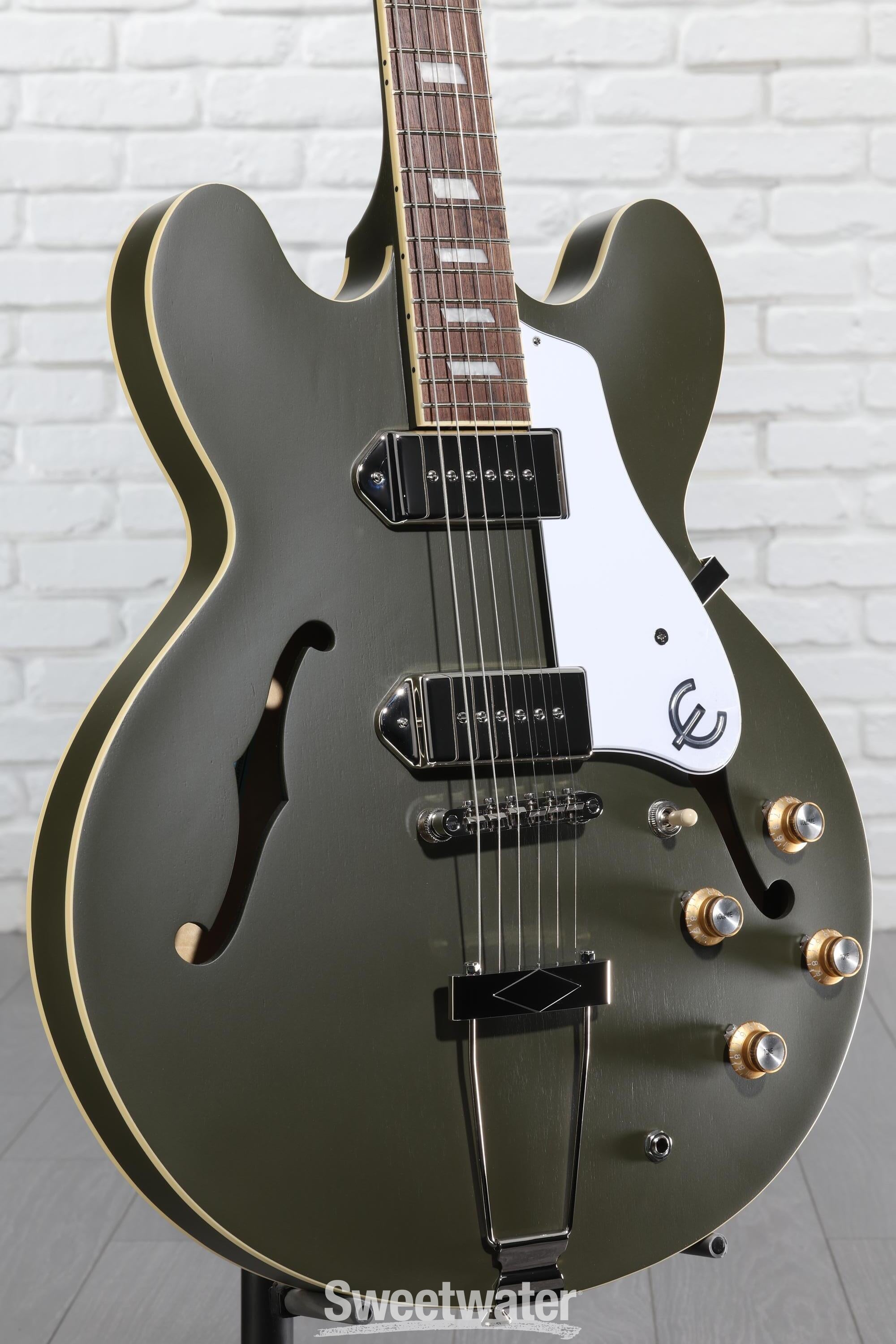 美品　Epiphone Casino Worn Olive Drab Amazon.com: Epiphone Casino Hollowbody Worn, Olive Drab