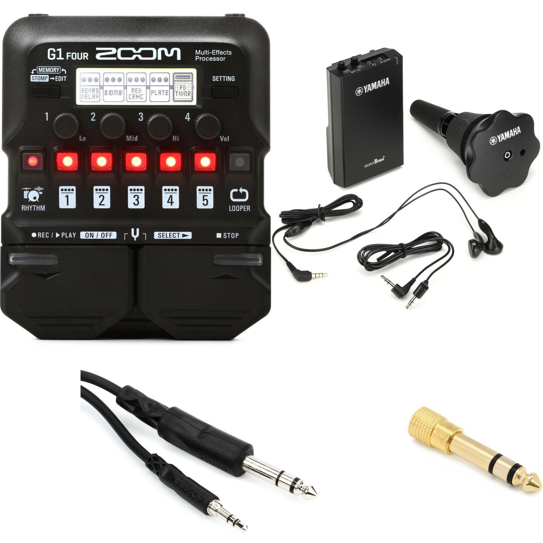 Zoom Silent Brass Trumpet with Zoom G1 Four Effects Pedal Bundle