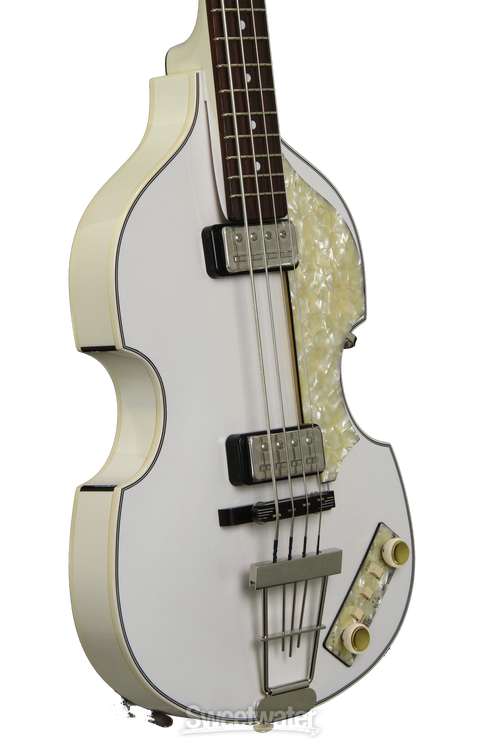 Hofner '62 Custom Shop Violin Bass, Sweetwater Custom - Pearl White