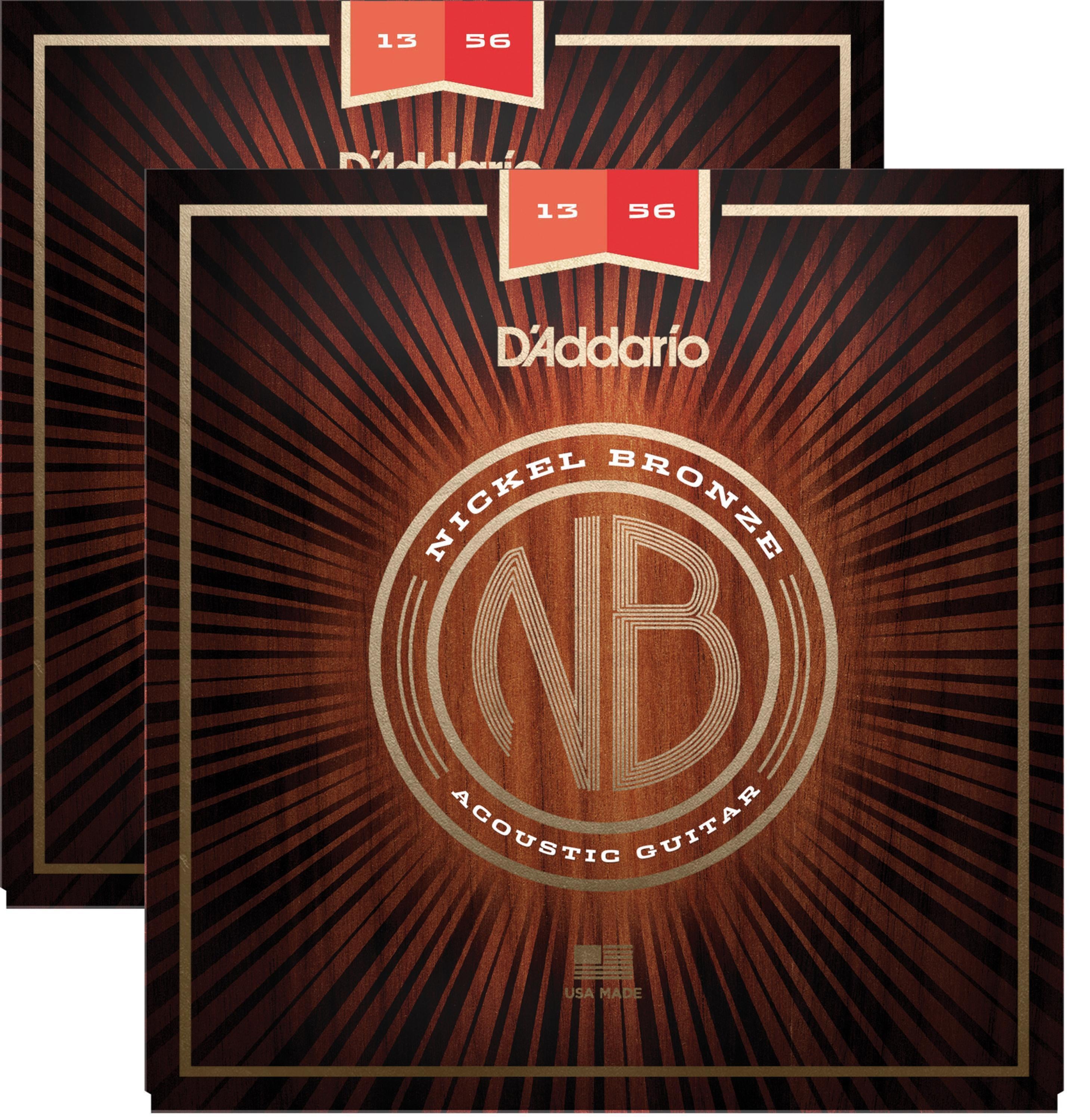 D Addario NB1356 Nickel Bronze Acoustic Strings 2 pack with Free