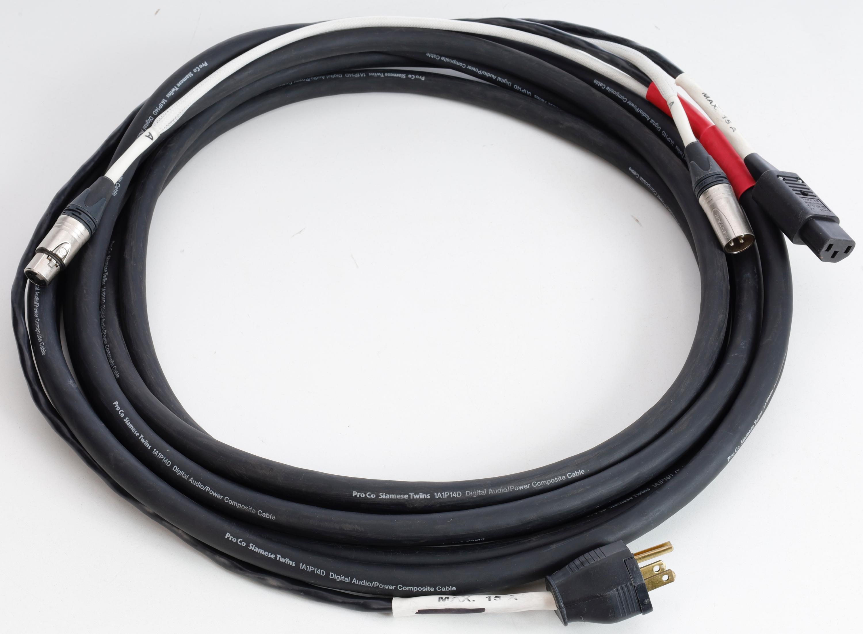 Photo of Pro Co Siamese Twin EC9 XLR Audio + Edison to IEC Power Cable - 25 foot