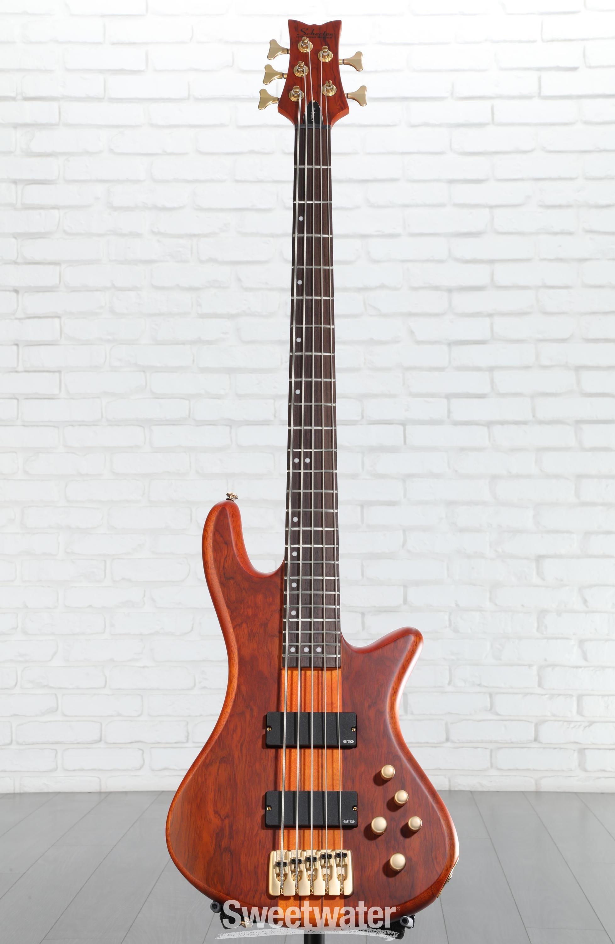 Schecter Stiletto Studio 5 Bass Guitar - Honey Satin | Sweetwater