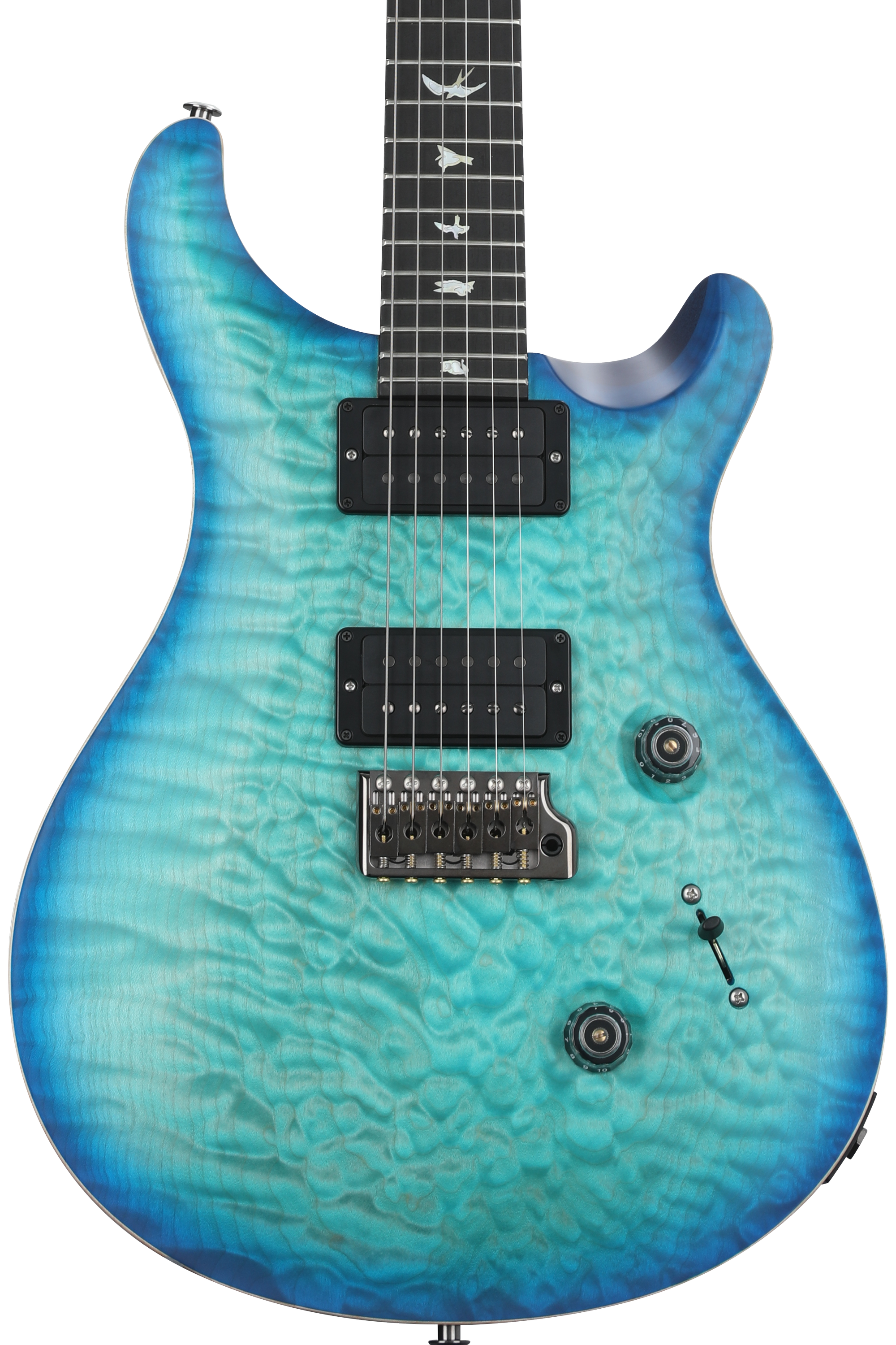 PRS Wood Library Custom 24 Electric Guitar - Satin Makena Blue, 10-Top