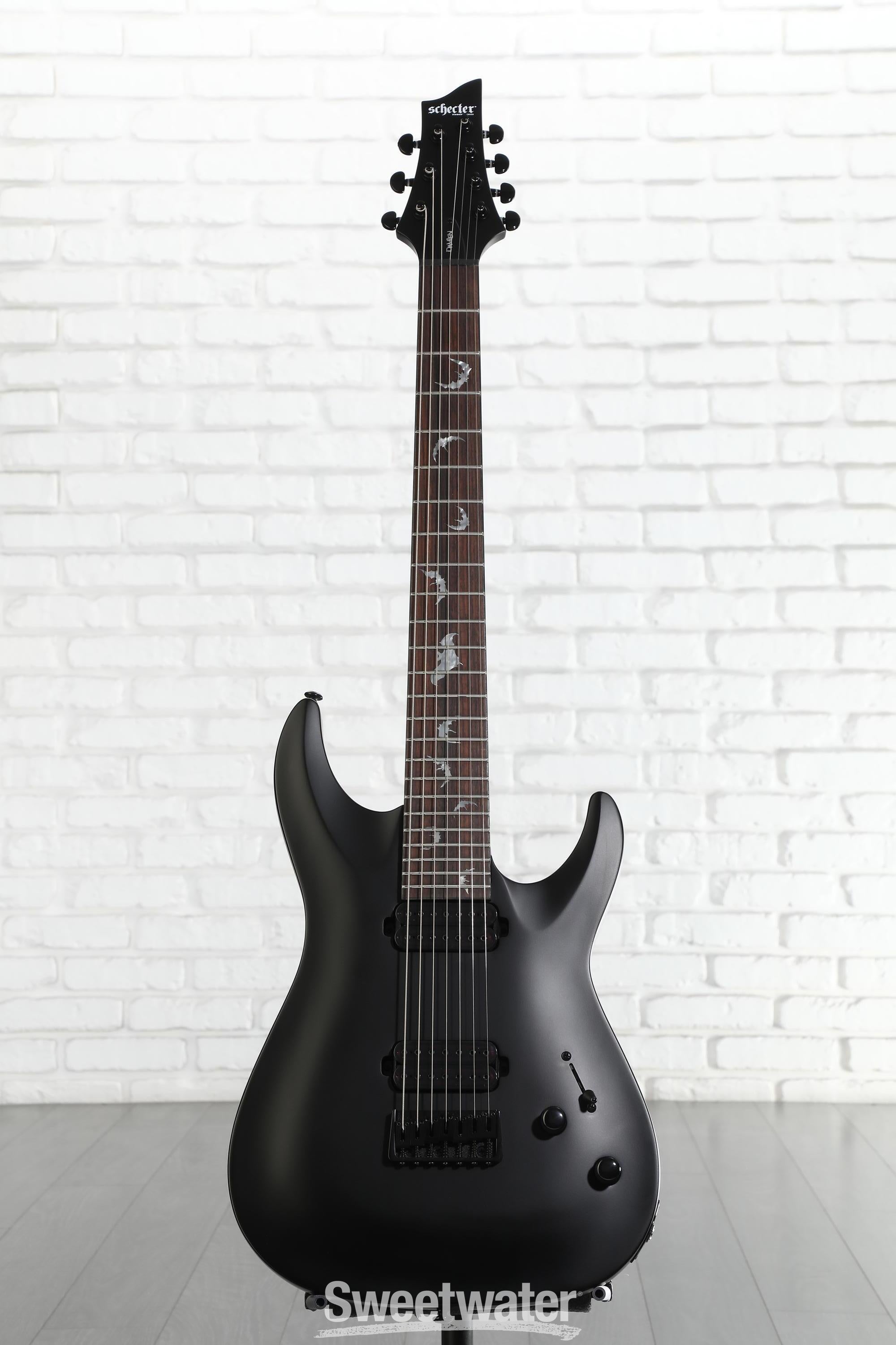 Schecter Damien-7 SBK Electric Guitar - Satin Black | Sweetwater