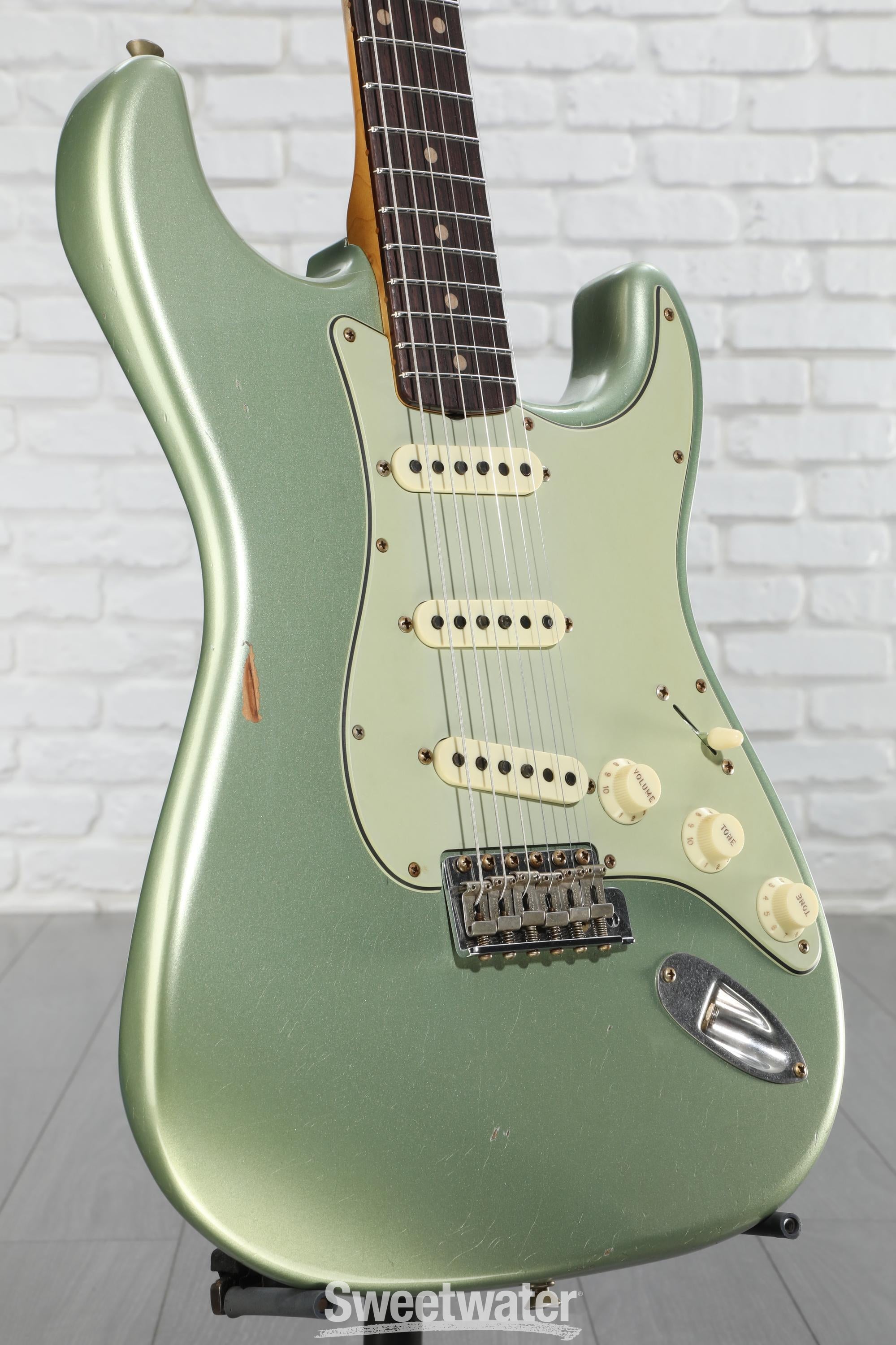 Photo of Fender Custom Shop 1959 Stratocaster Journeyman Relic Electric Guitar - Faded Sage Green