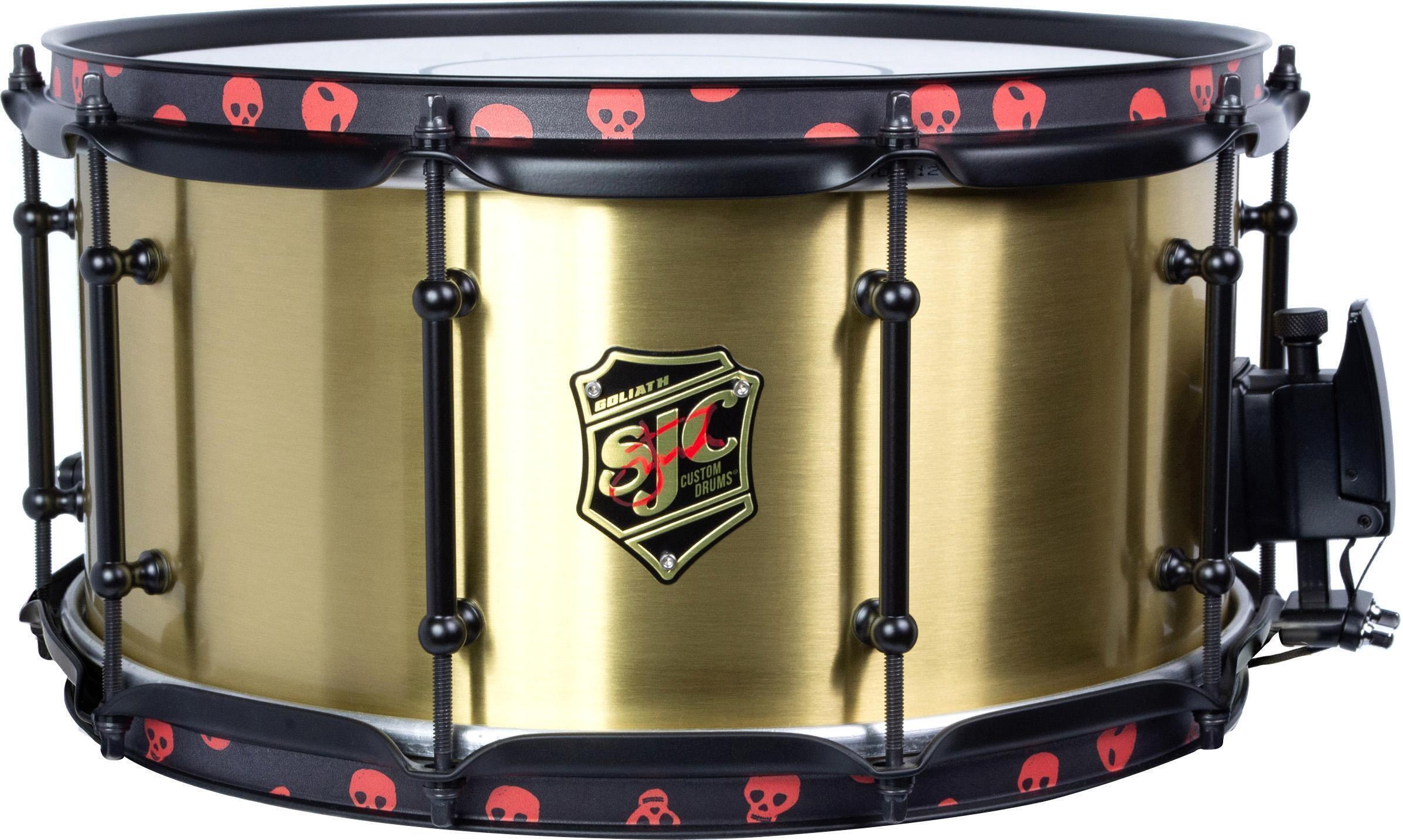 SJC Custom Drums Josh Dun Goliath Snare Drum - 7 inches x 14 inches, Raw  Brushed Brass | Sweetwater