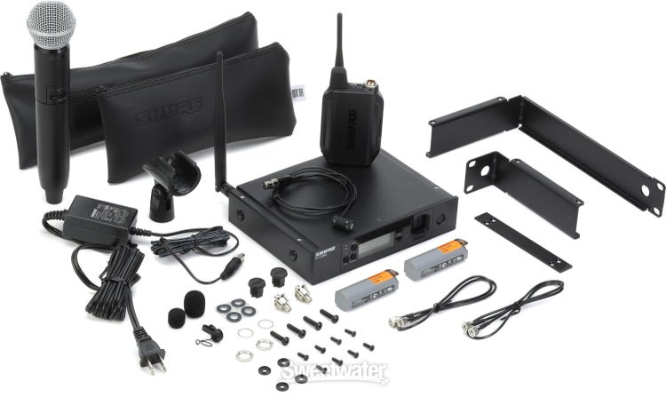Shure GLXD124R+ Digital Wireless Combo Rackmount System with SM58 Capsule  and WL185 Lavalier Microphone