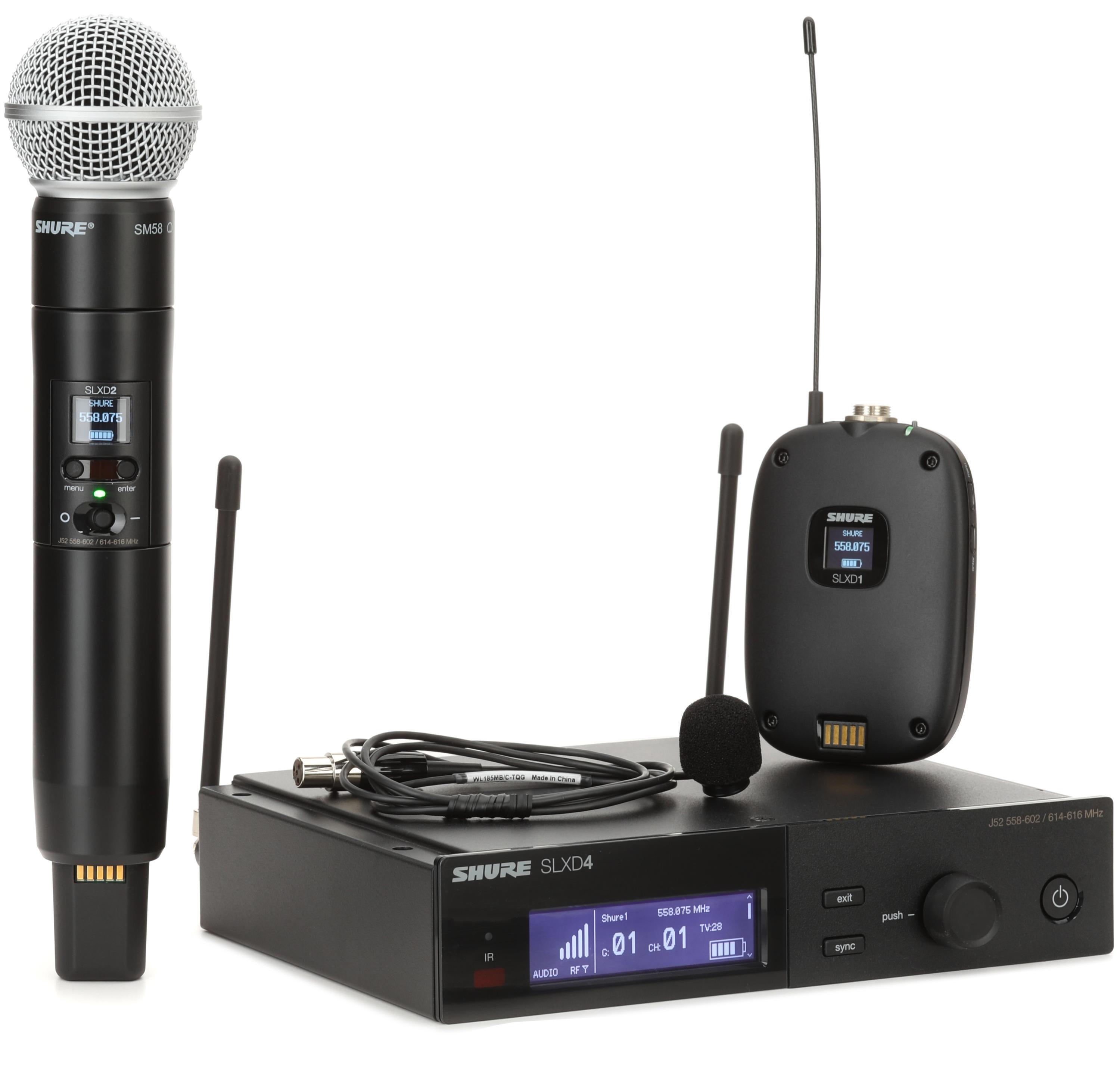 ヘッドホン SHURE SVX Wireless System Shure SLXD124/85M Wireless Handheld and Lavalier Microphone Combo