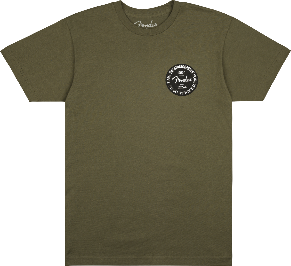 Fender 70th Anniversary Stratocaster T-shirt - Olive, X-large | Sweetwater