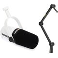 Photo of Shure MV7+ Hybrid Podcast Microphone with Desktop Mic Boom Stand - White