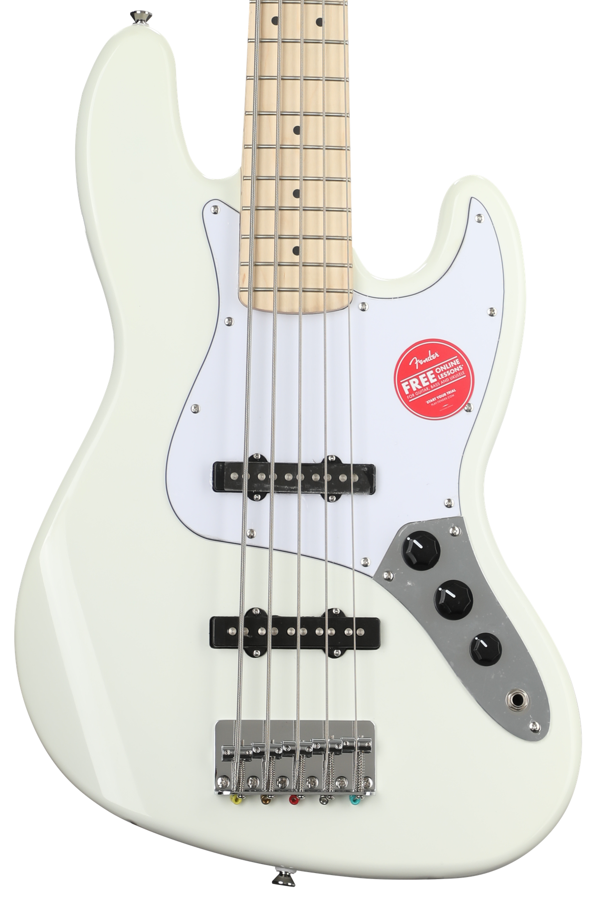 Bundled Item: Squier Affinity Series Jazz Bass V - Olympic White with Maple Fingerboard
