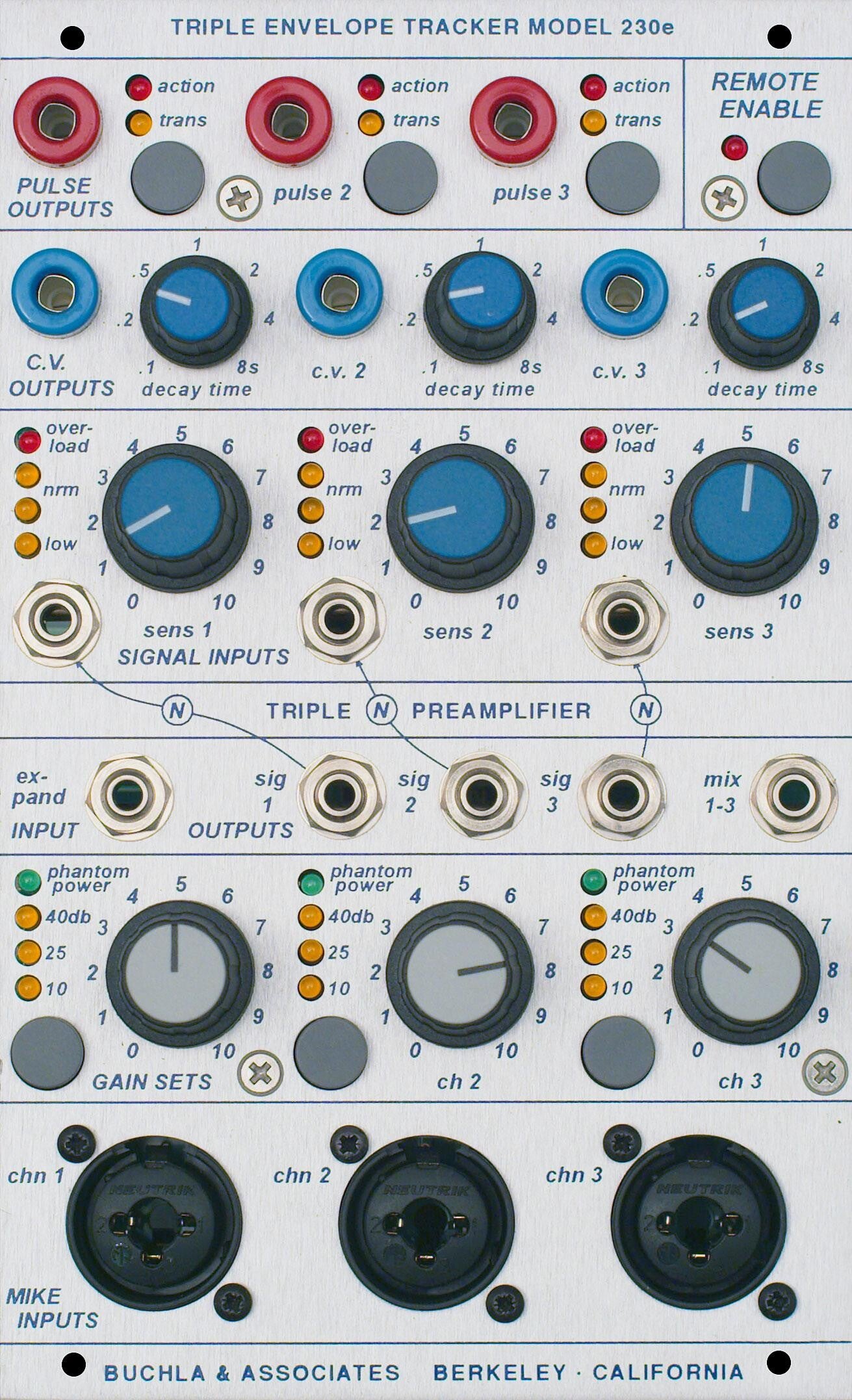 Photo of Buchla 230e Triple Envelope Tracker/Preamplifier Module