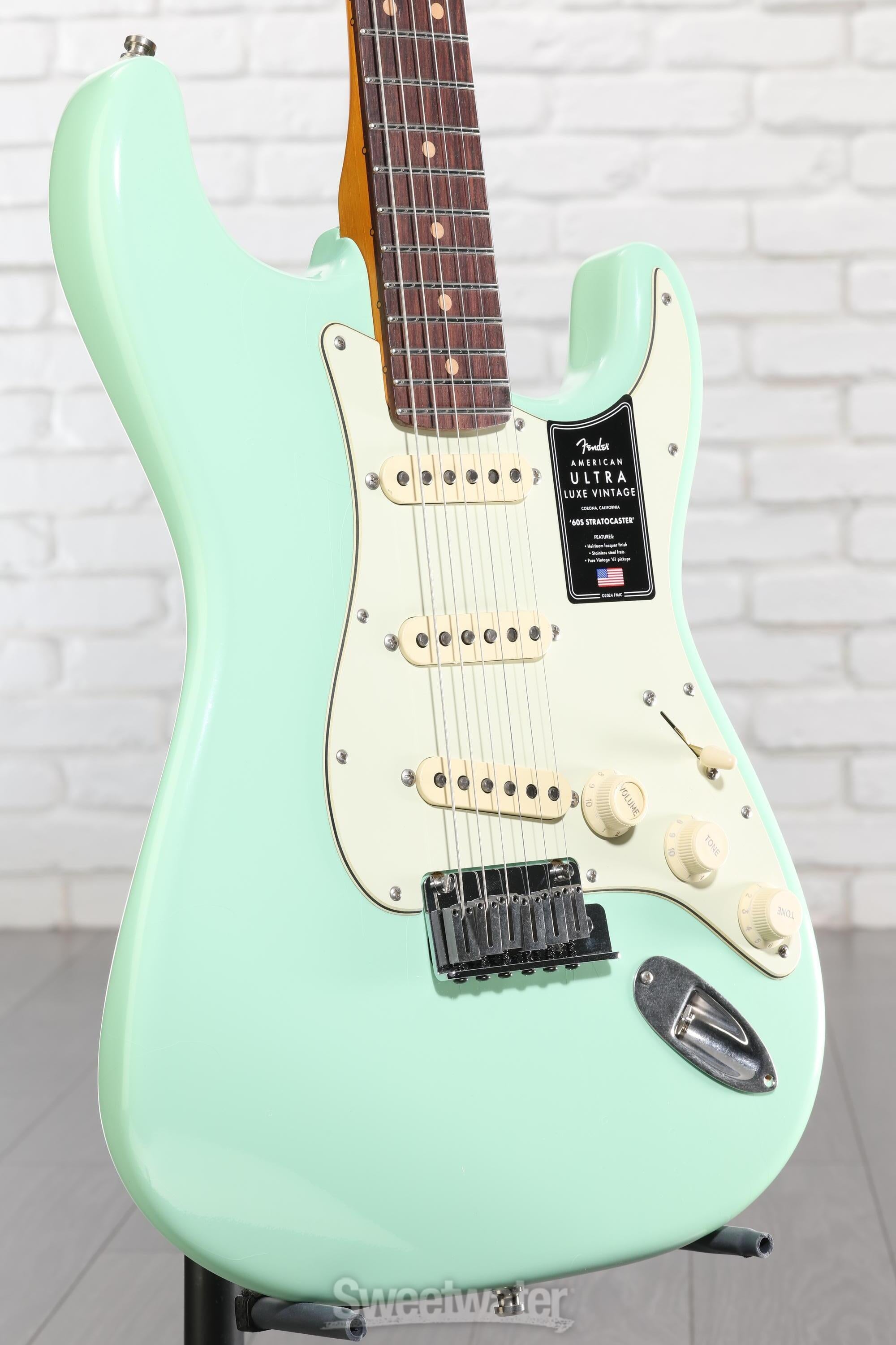 Photo of Fender American Ultra Luxe Vintage '60s Stratocaster Electric Guitar - Surf Green, Heirloom Lacquer