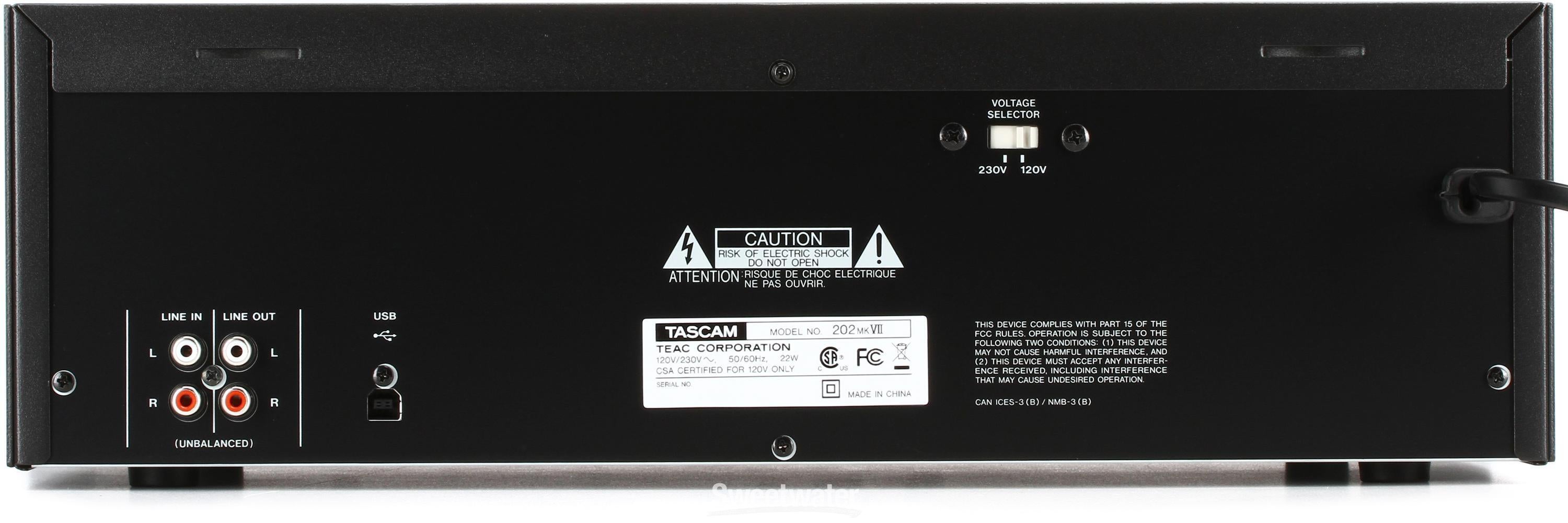 TASCAM 202MKVII Dual Cassette Deck with USB | Sweetwater