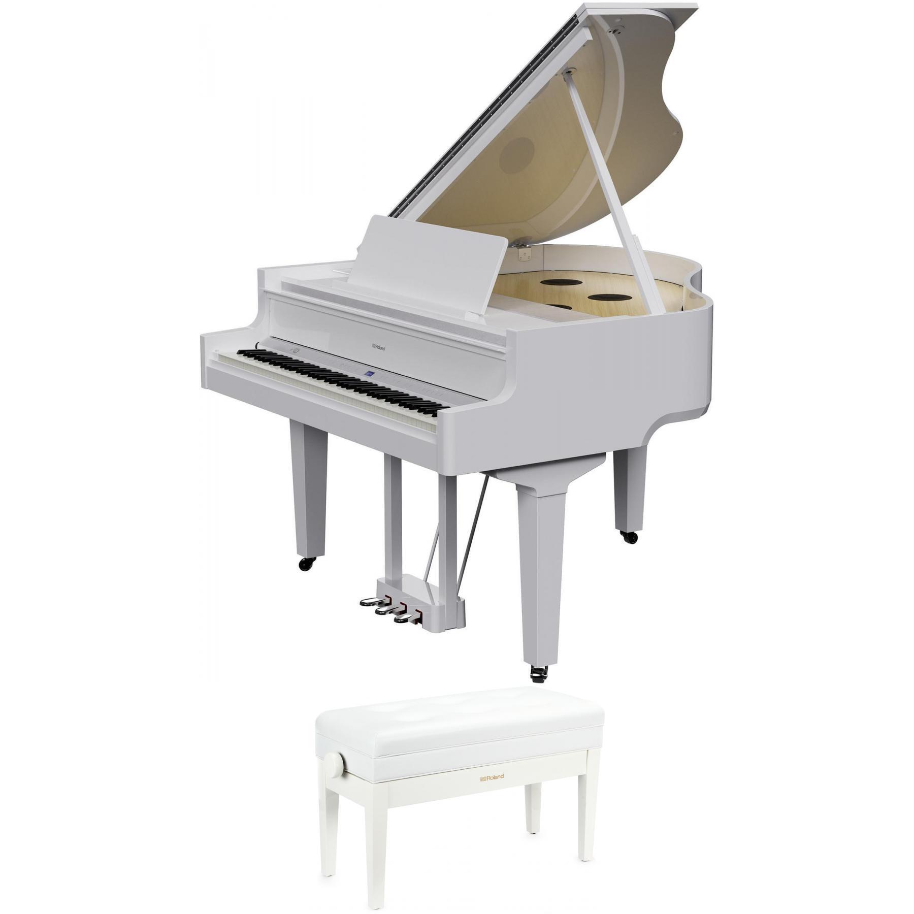 Roland GP-9M Digital Grand Piano with Bench - Polished White | Sweetwater