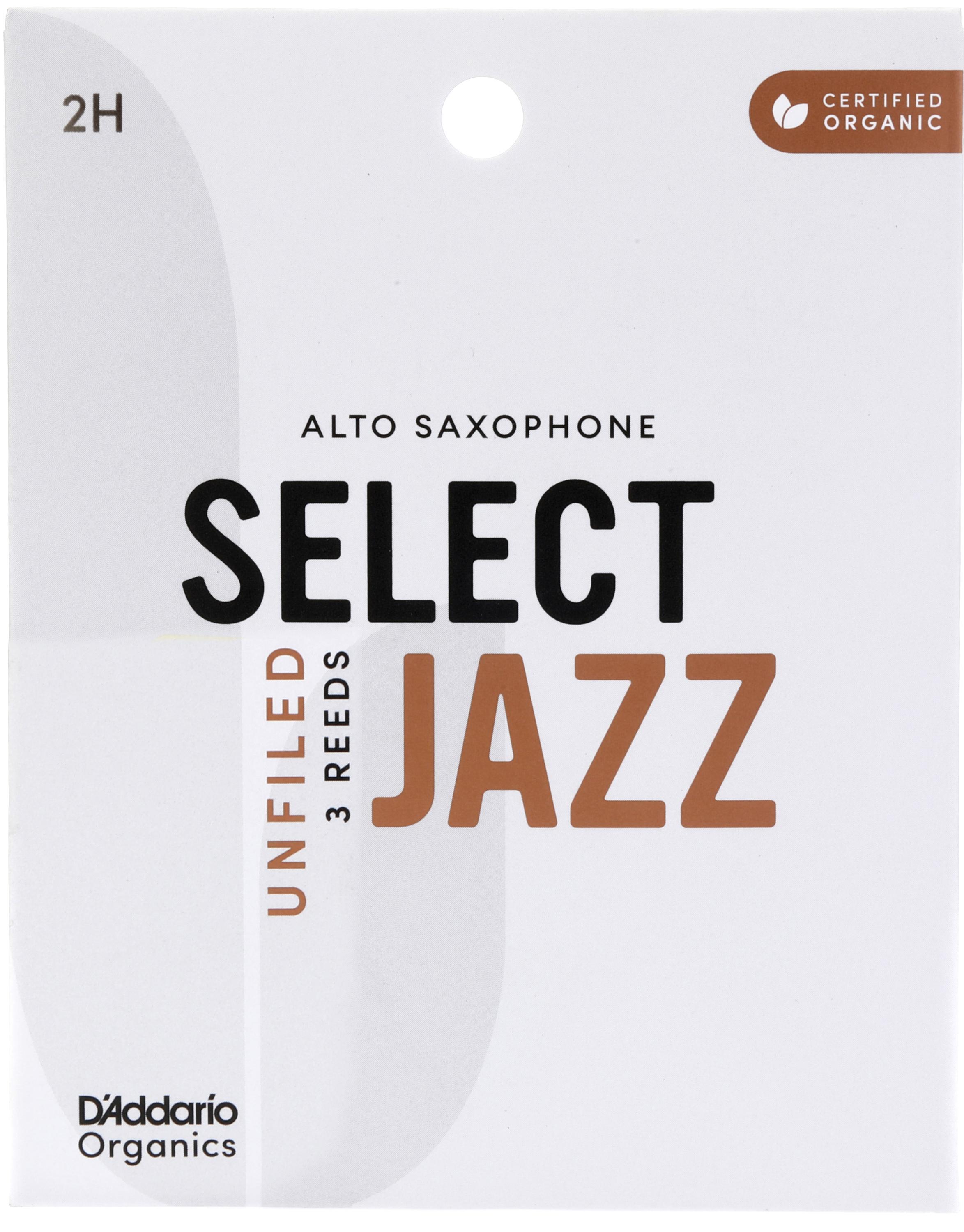 Photo of D'Addario Organics Select Jazz Unfiled Alto Saxophone Reeds - 2 Hard, 3-pack