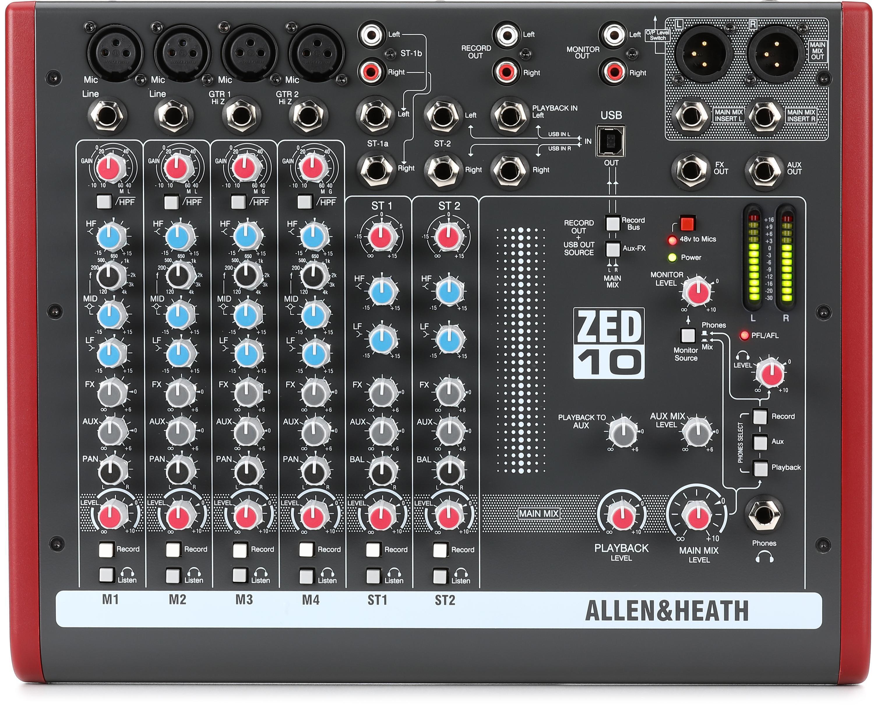 ALLEN & HEATH ZED-10 USB搭載 コンパクトミキサー Allen & Heath ZED-10 10-channel Mixer with USB Audio Interface