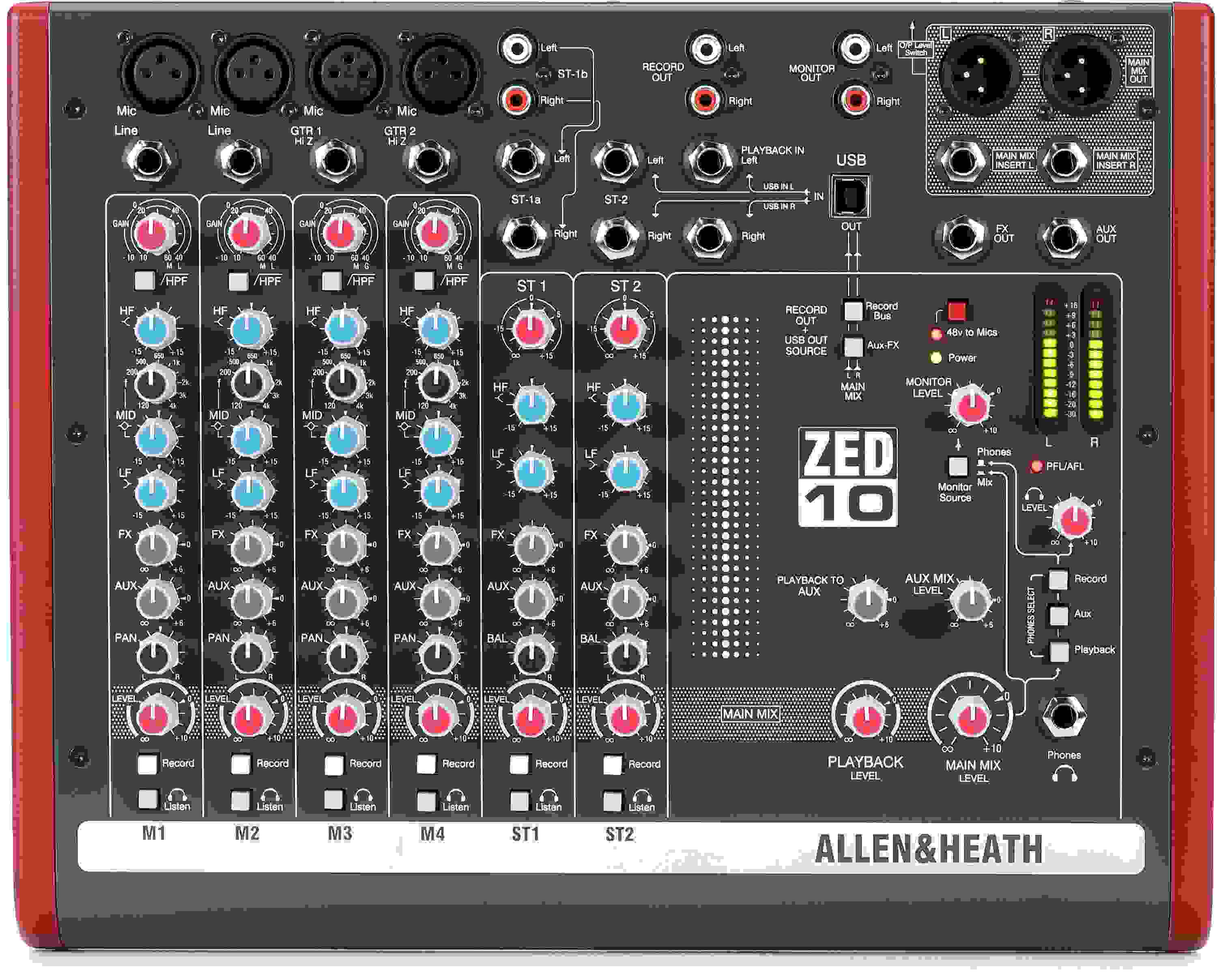 Allen & Heath ZED-10 10-channel Mixer with USB Audio Interface