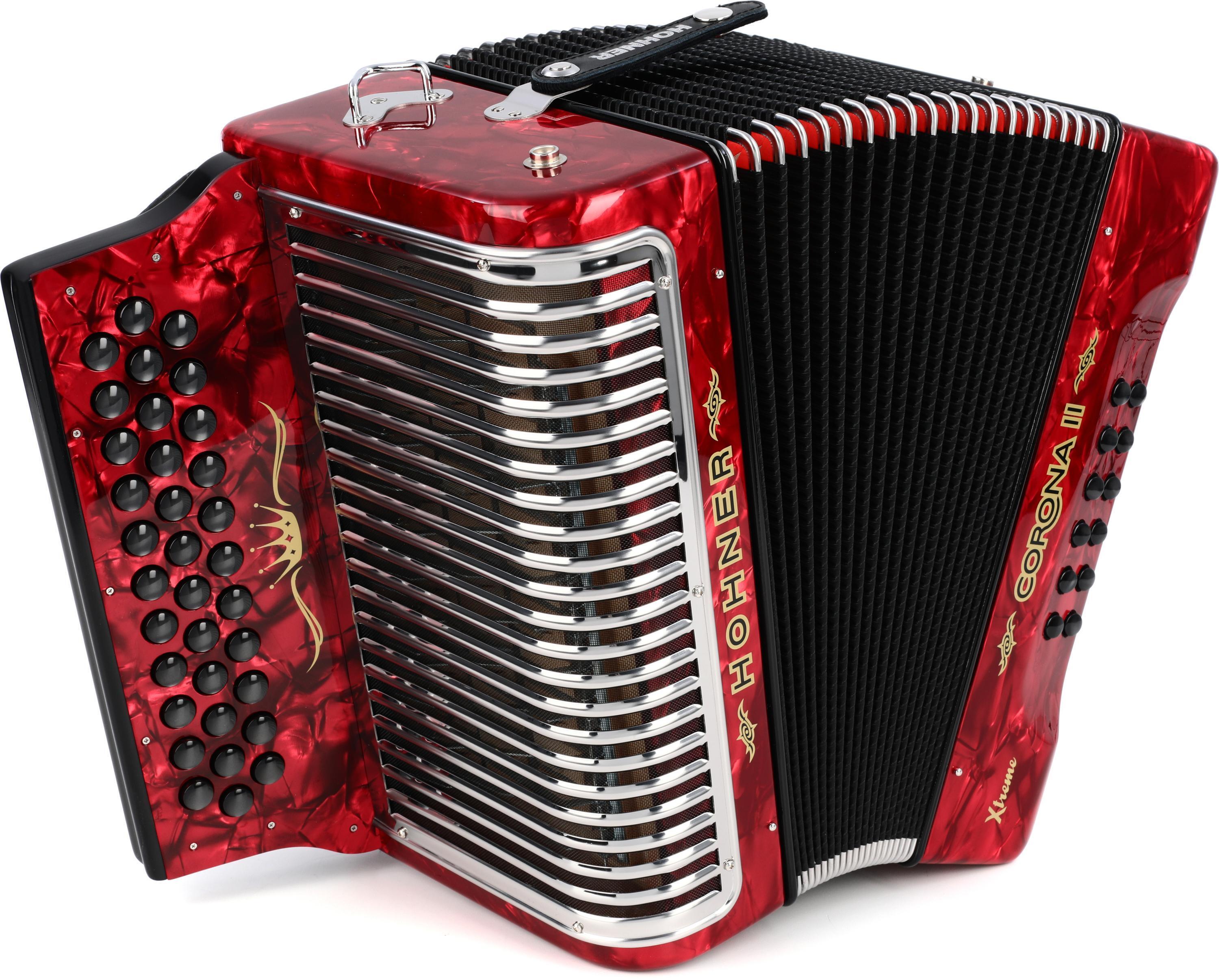 Hohner Corona II Xtreme Diatonic Accordion - Keys of G/C/F - Pearl Red ...