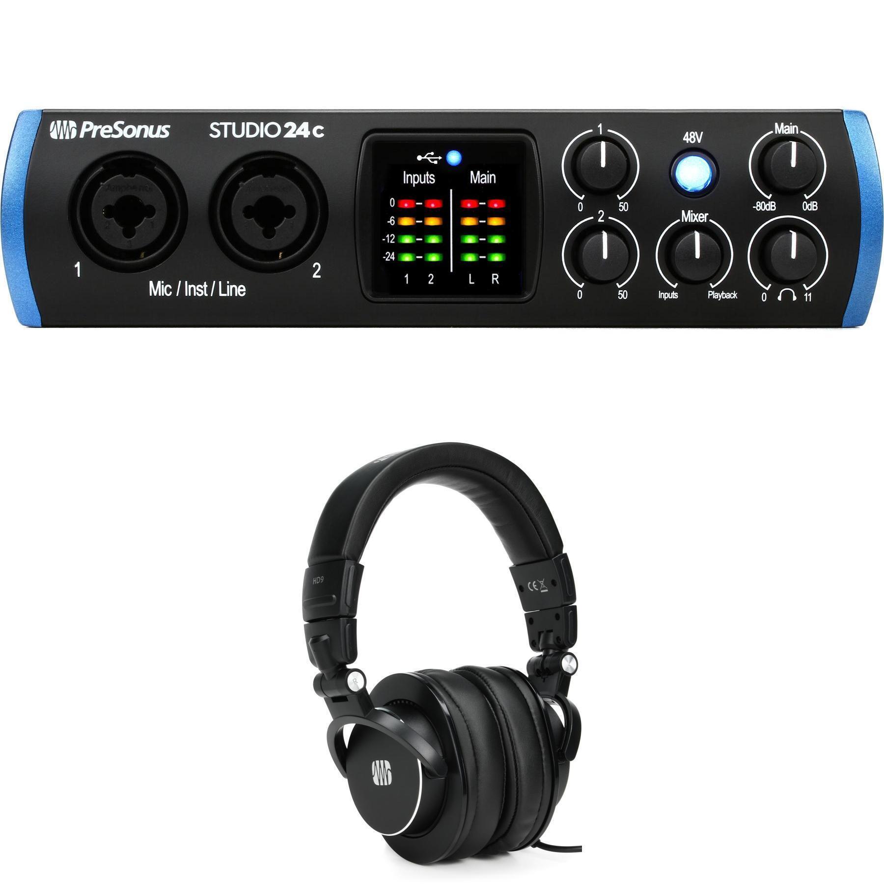 PreSonus Studio 24c USB-C Audio Interface and Headphones