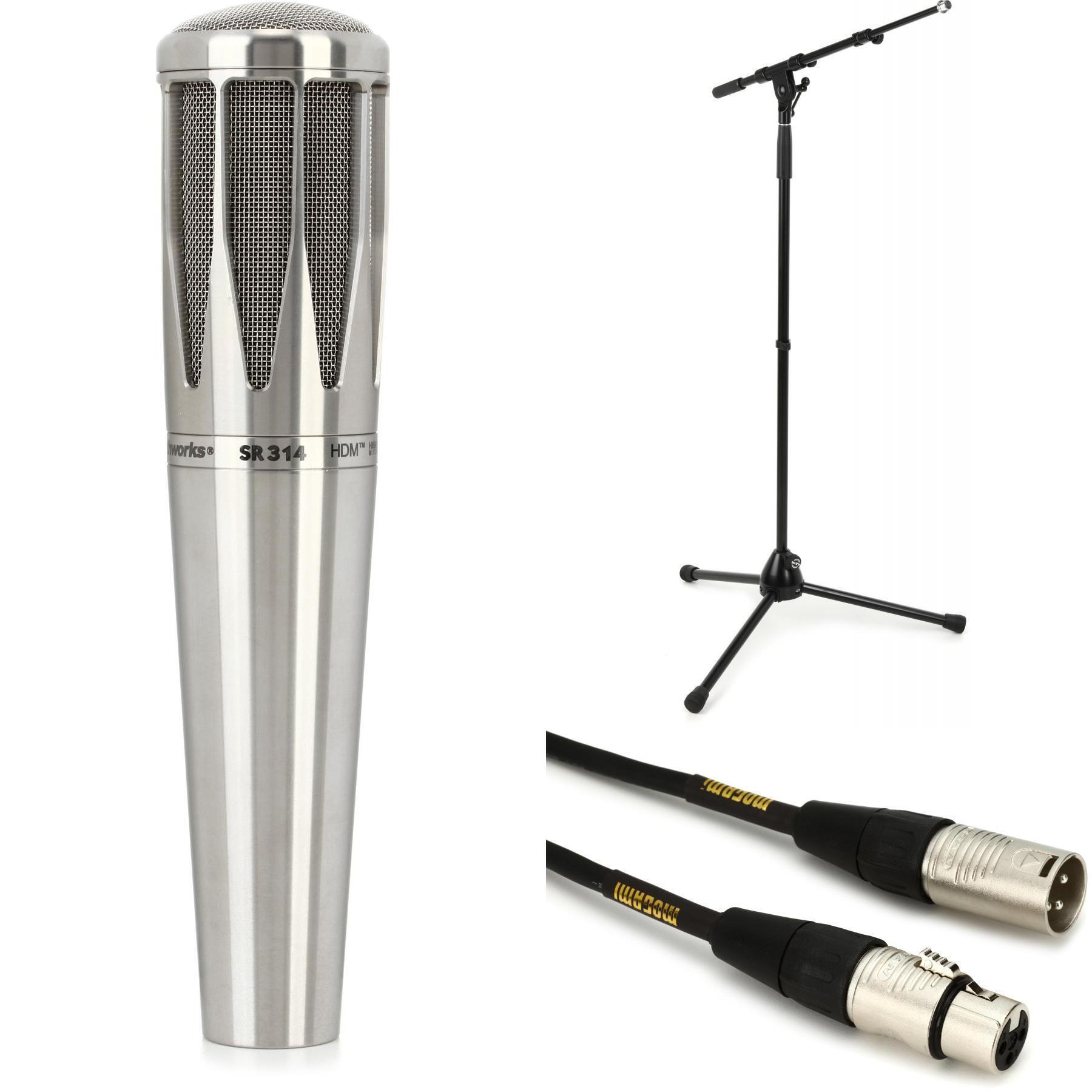 Earthworks SR314 Handheld Condenser Microphone Bundle with Stand and Cable  Stainless Steel Sweetwater