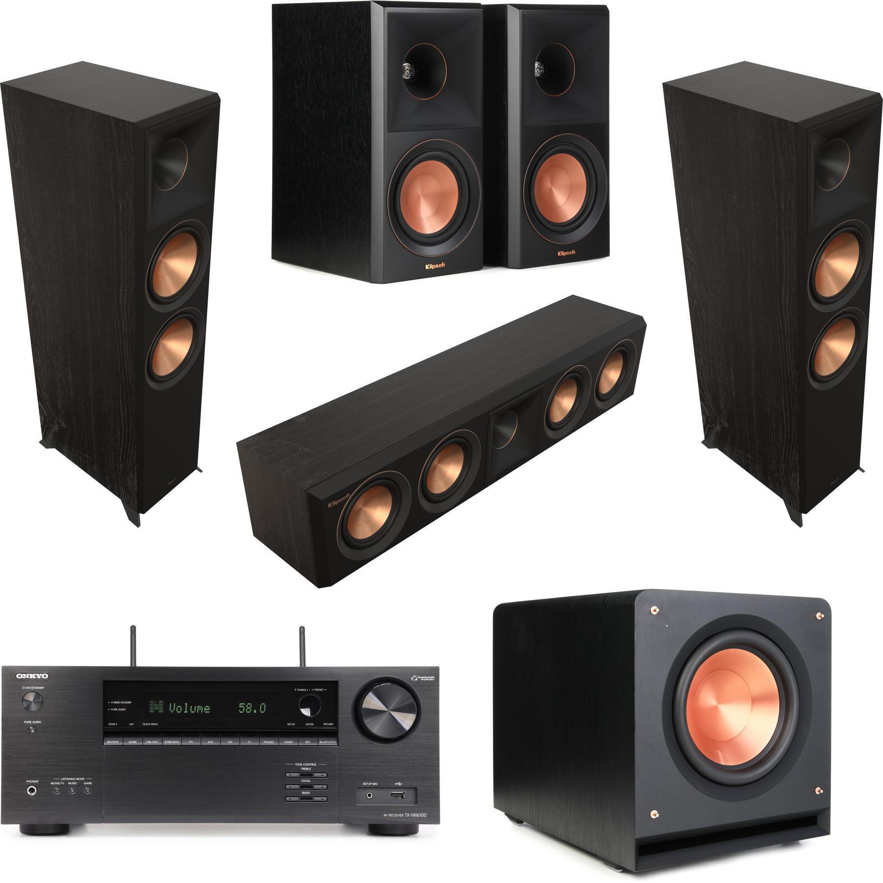 Klipsch RP-8000F II and Onkyo TX-NR6100 5.1 Home Theater Bundle