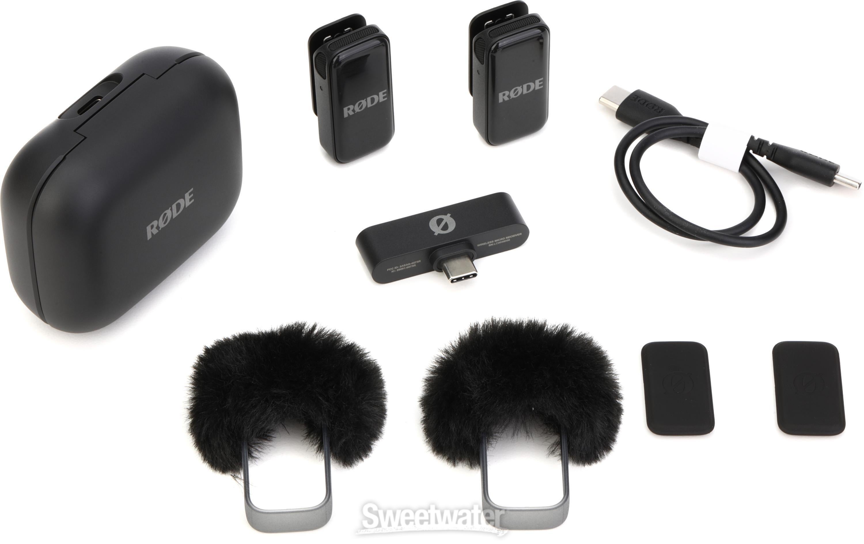 Rode Wireless Micro Microphone Kit - USB-C, Black | Sweetwater Rode Wireless Micro Microphone Kit - USB-C, Black | Sweetwater