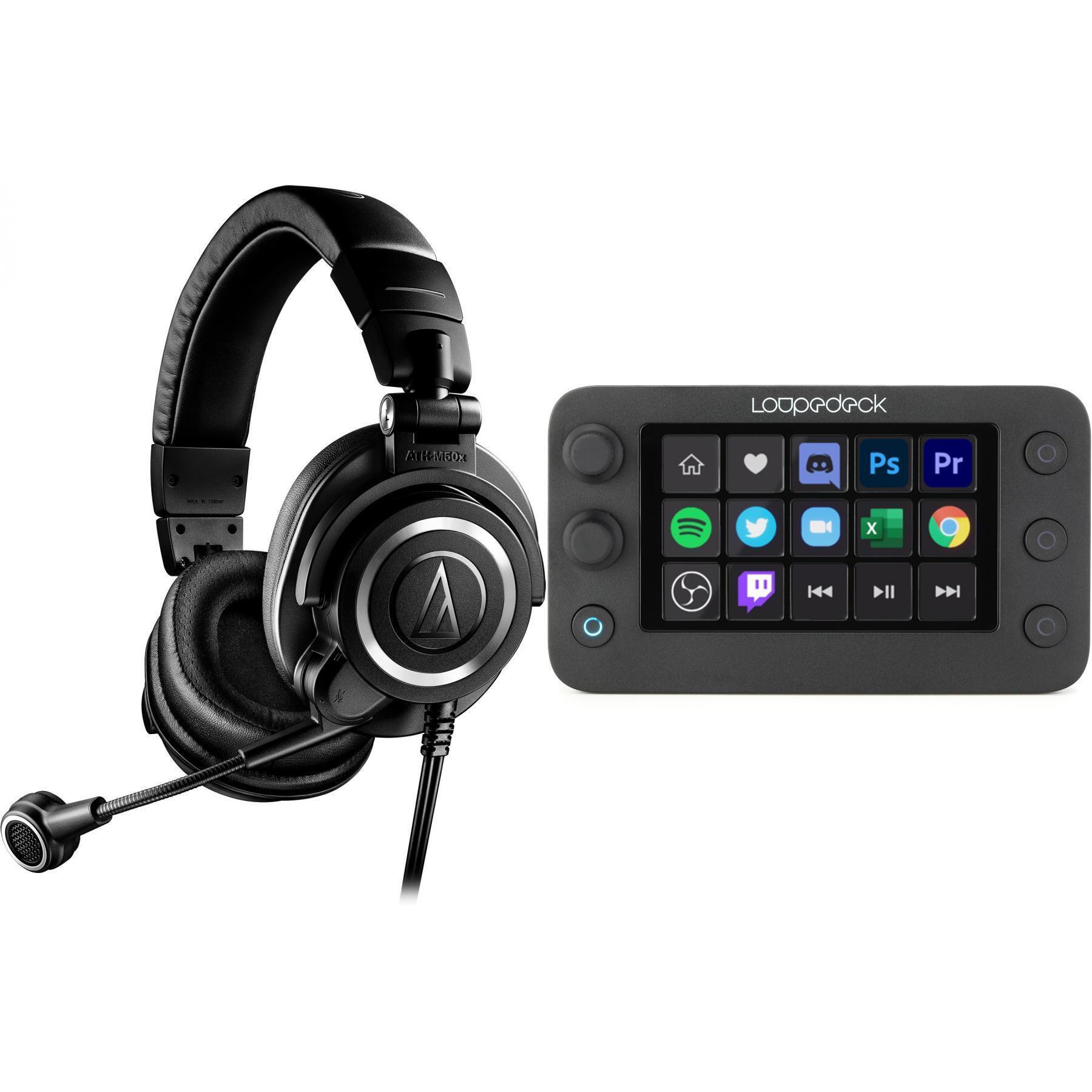 Audio-Technica ATH-M50xSTS-USB StreamSet USB Streaming Headset and  Loupedeck Live S Bundle