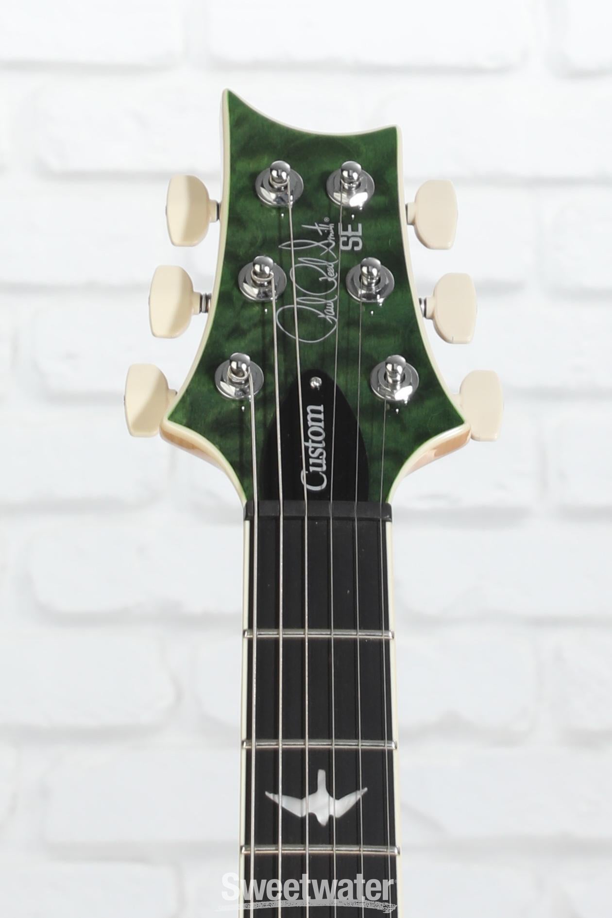 PRS SE Custom 24 Quilt Electric Guitar - Teal Black/Natural Back
