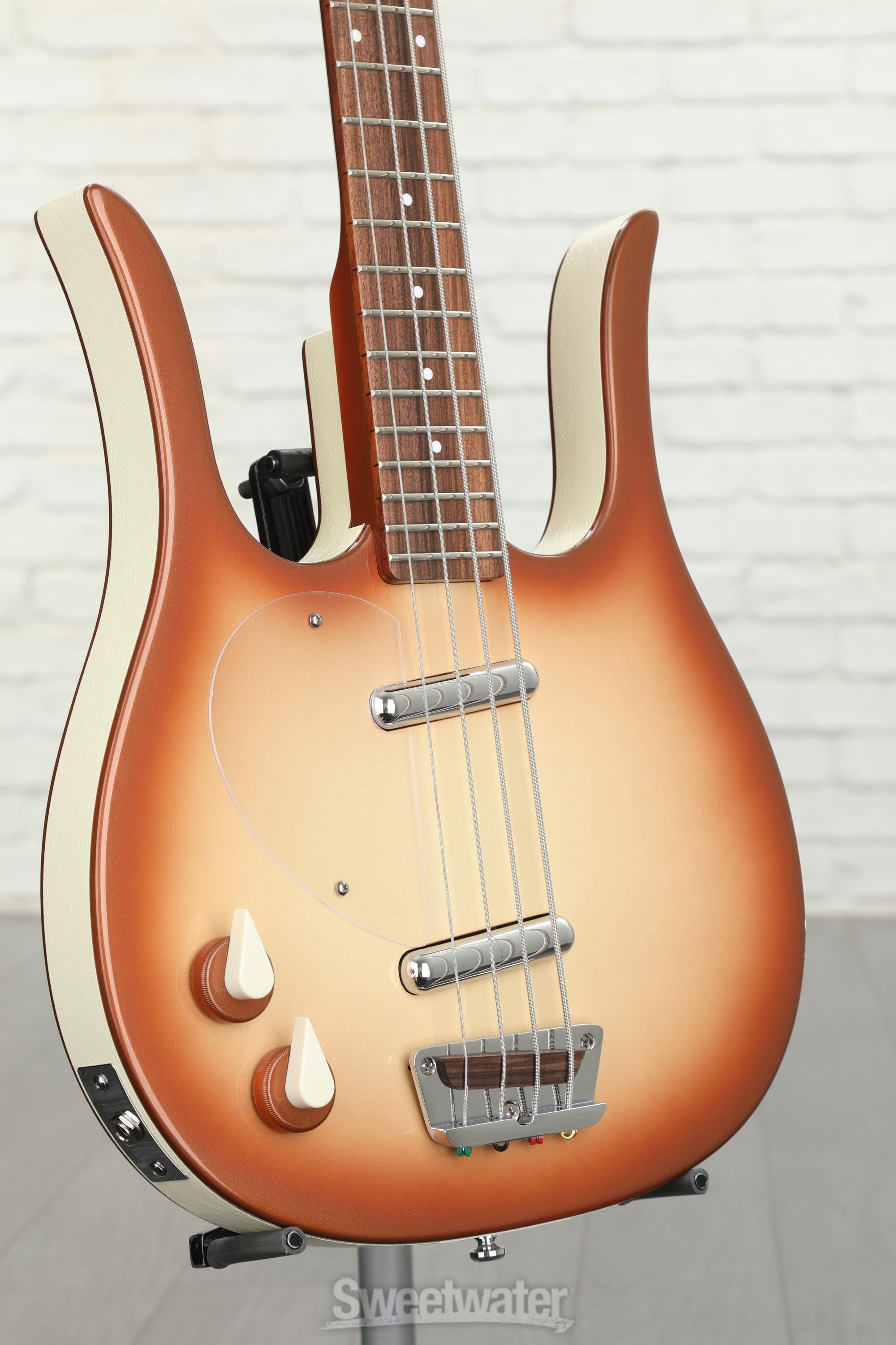 Danelectro Longhorn, Left-handed Bass Guitar - Copper Burst