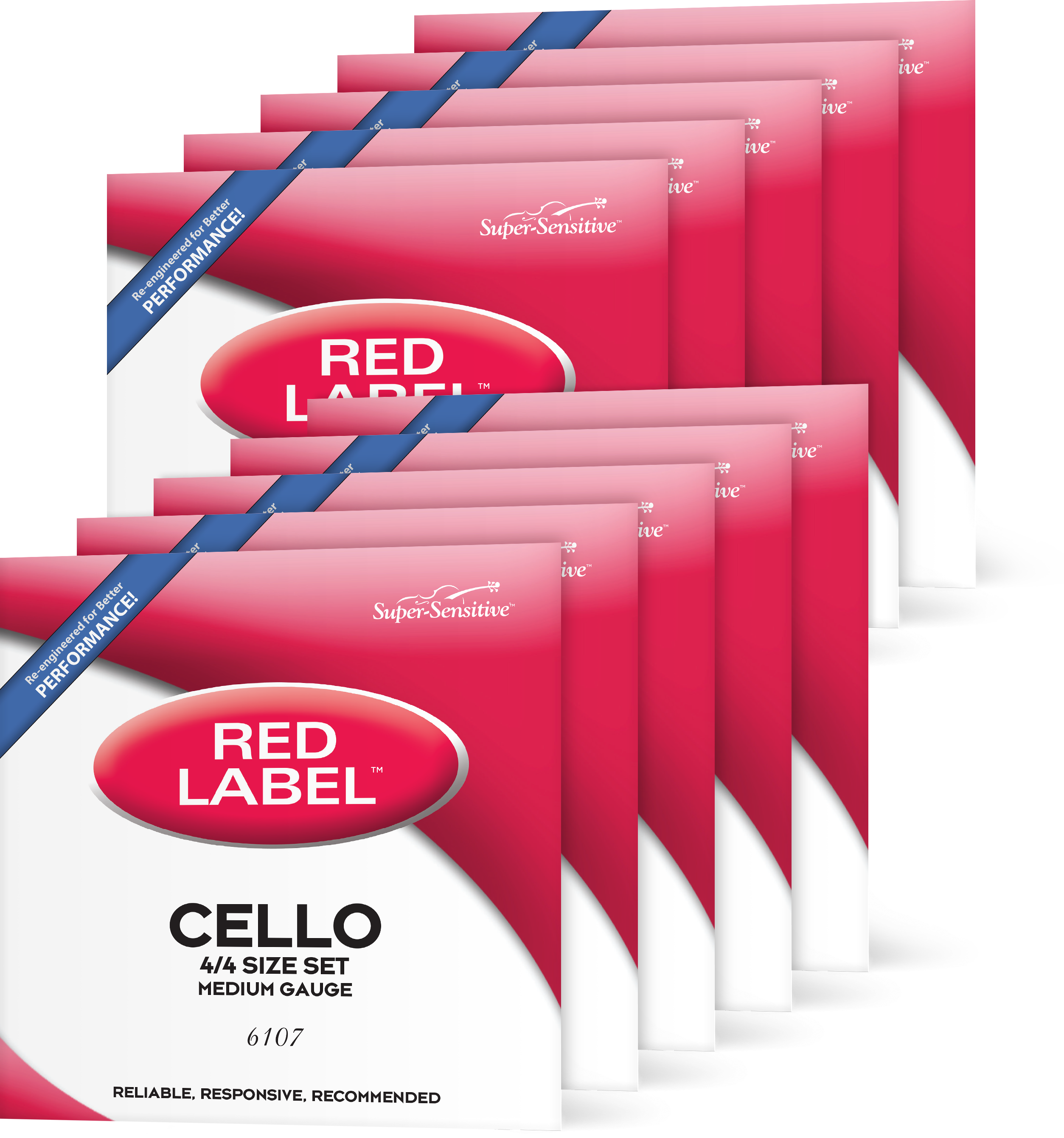 Super-Sensitive 6107 Red Label Cello String Set - 4/4 Size (10