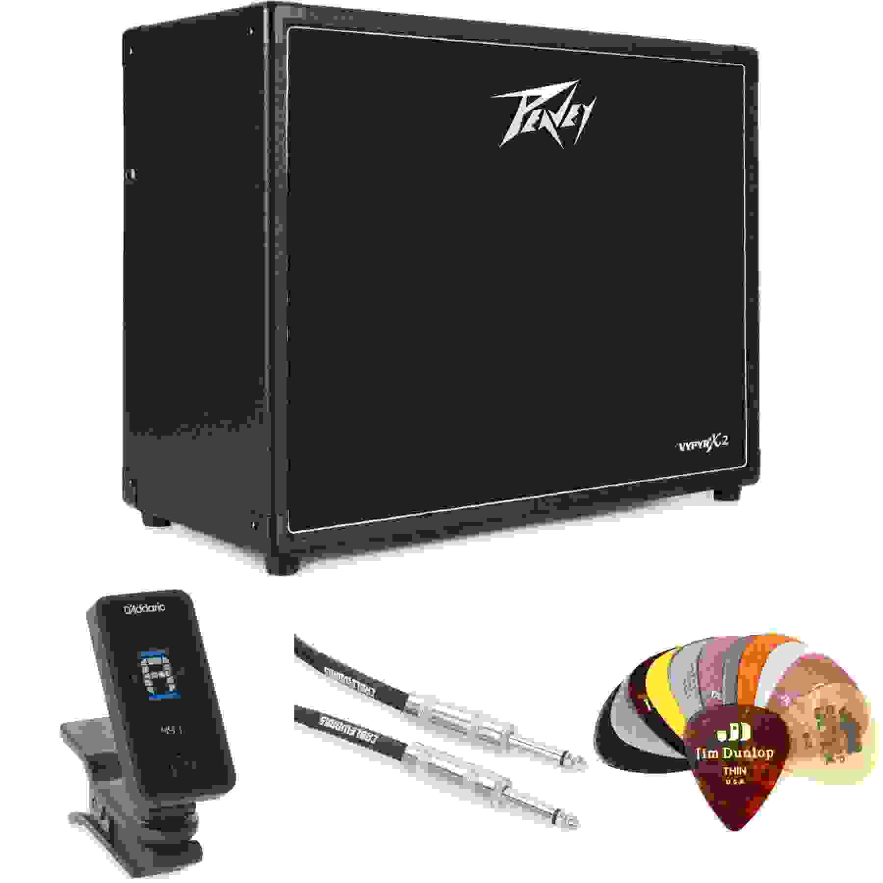 Peavey Vypyr X2 1x12 Inch 60 Watt Modeling Guitar Bass Acoustic Combo Amp Essentials Bundle