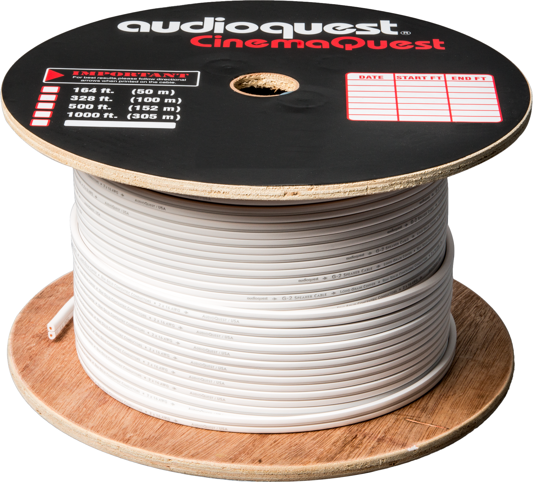 Photo of AudioQuest G2 16 AWG Bulk Spool Flat Speaker Cable - 100 foot, White
