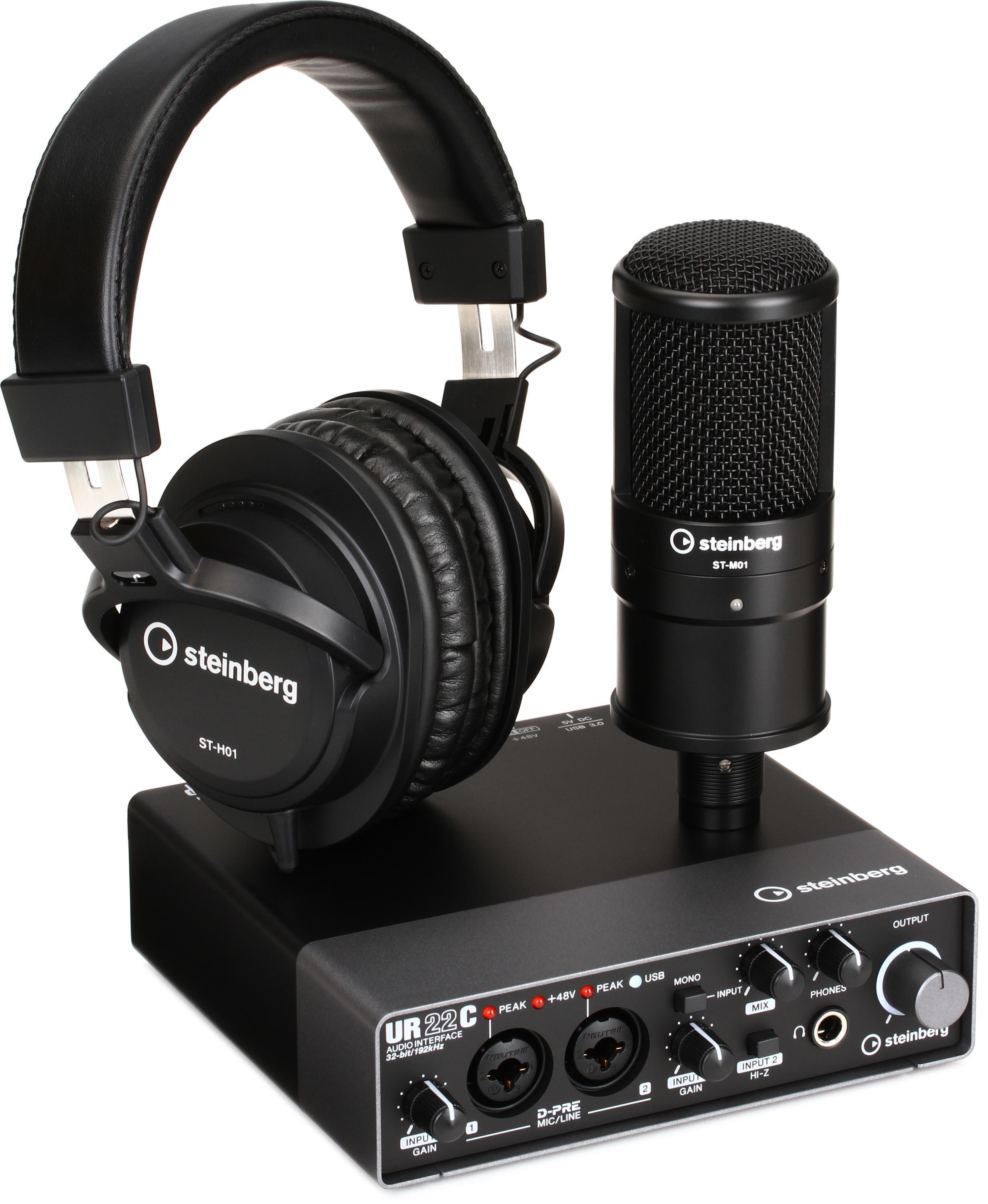 Steinberg UR22C Recording Pack with USB 3.1 Audio Interface, Condenser  Microphone, and Headphones