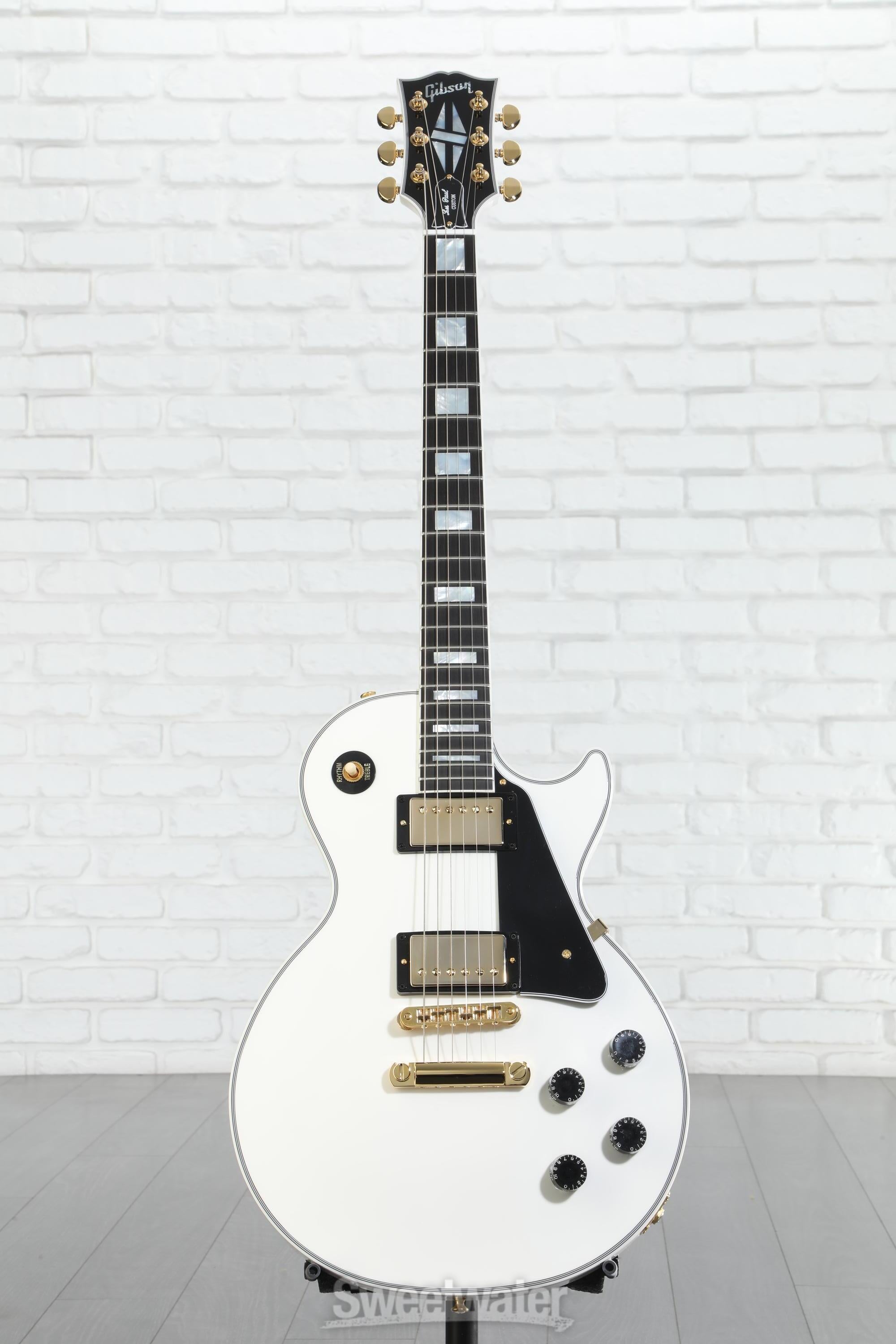 ギター Les Paul Custom Alpine White Gibson Custom Les Paul Custom Electric Guitar - Alpine White