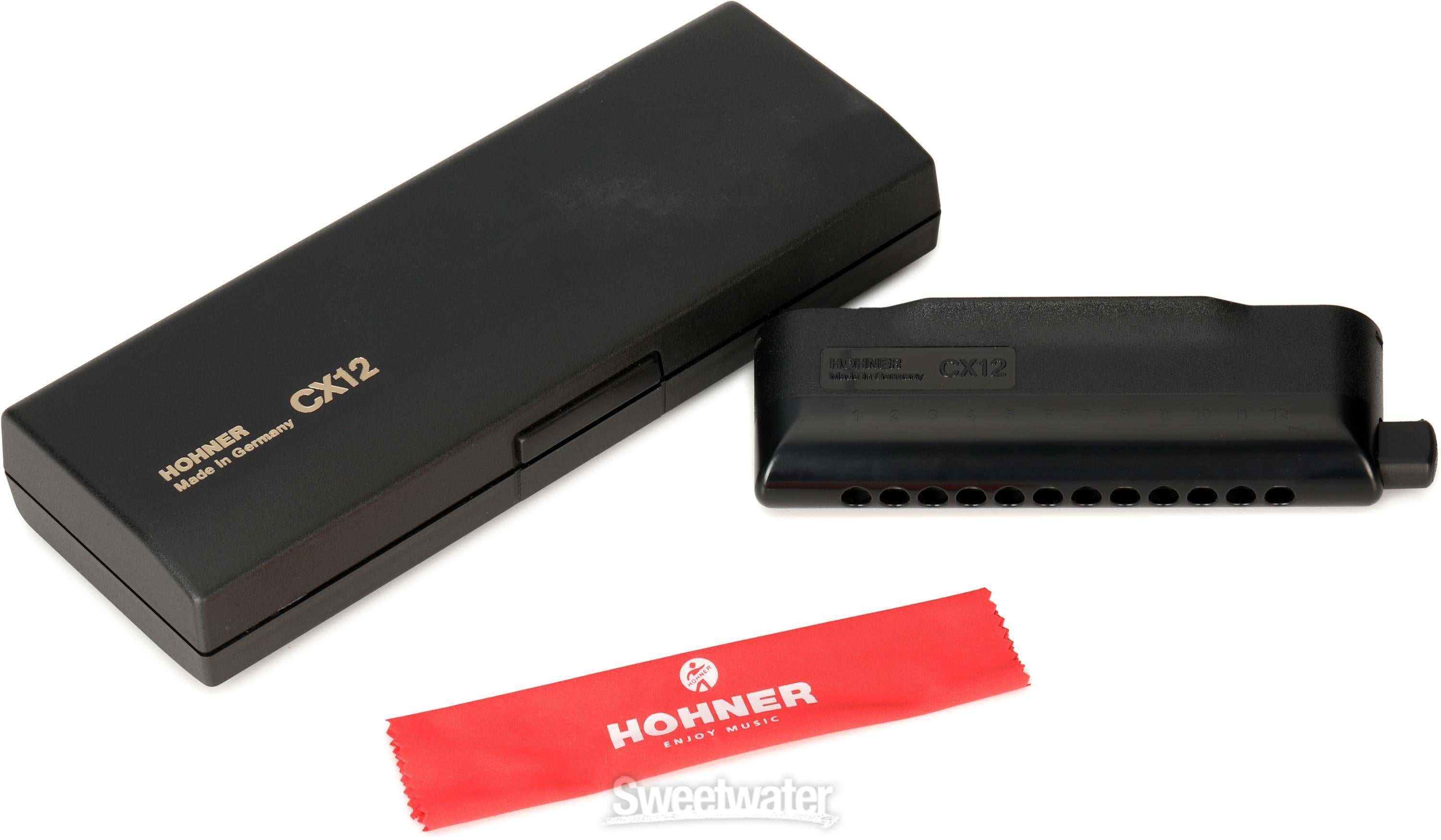 Hohner CX12 Chromatic Harmonica - Key of Bb, Black | Sweetwater