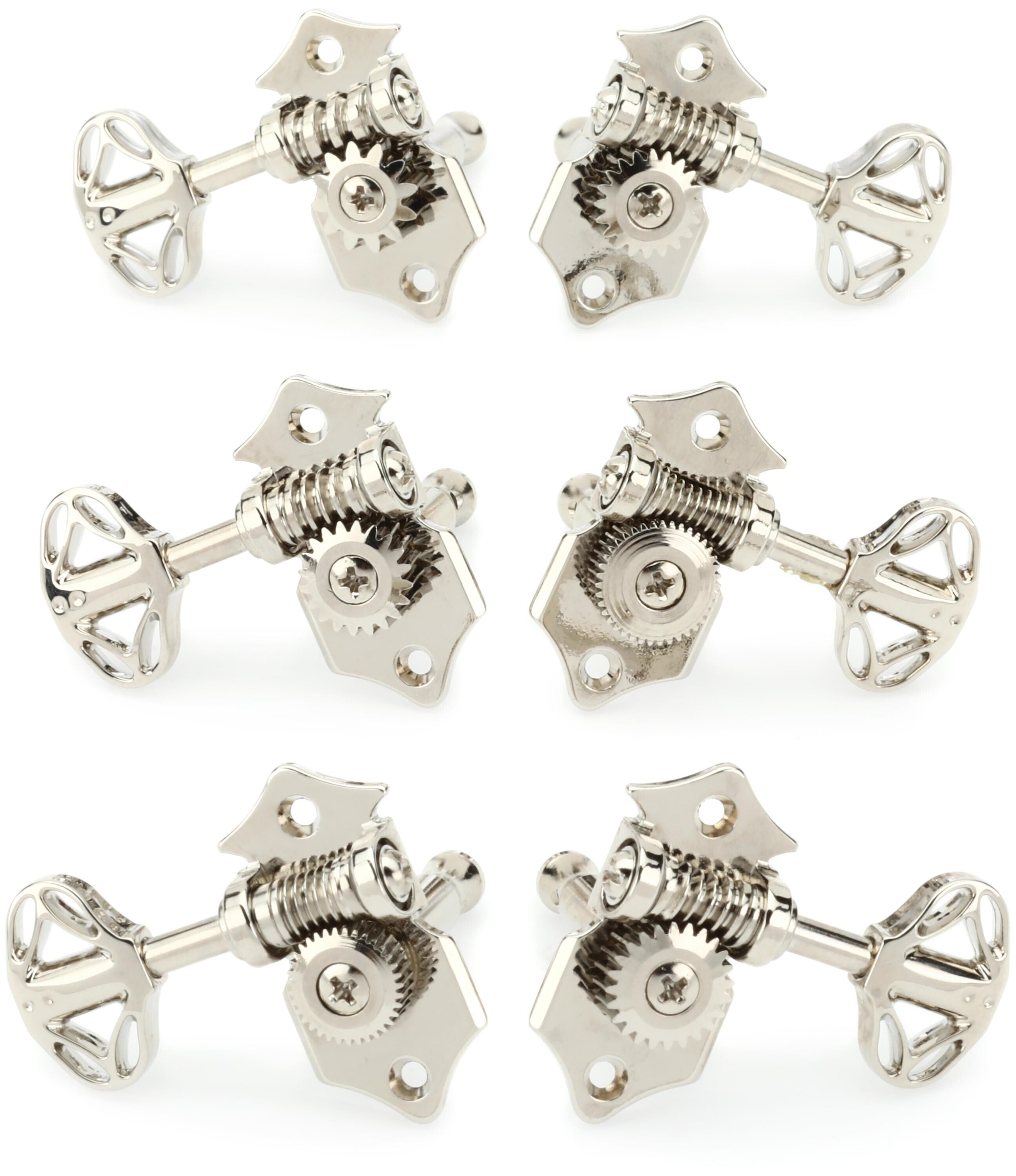 Graph Tech PRN-3411-N0 Ratio Acoustic 3+3 Open Back Tuning Machines -  Skeleton Button / Nickel Finish