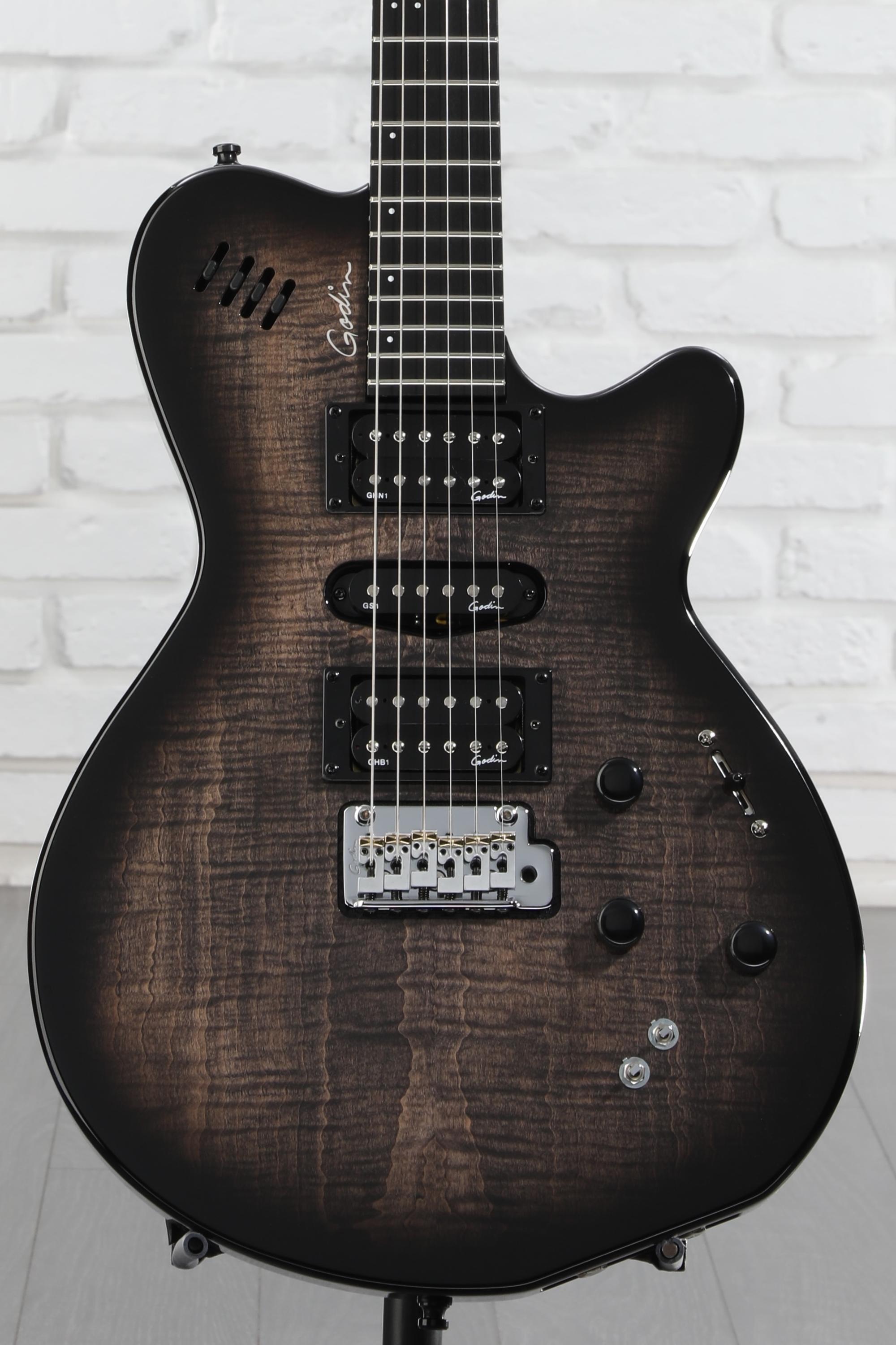 エレキ・エレアコ・シンセの1台3役!! GODIN xtSA  Black Fl Godin xtSA Multi-Voice Electric Guitar - Trans Black
