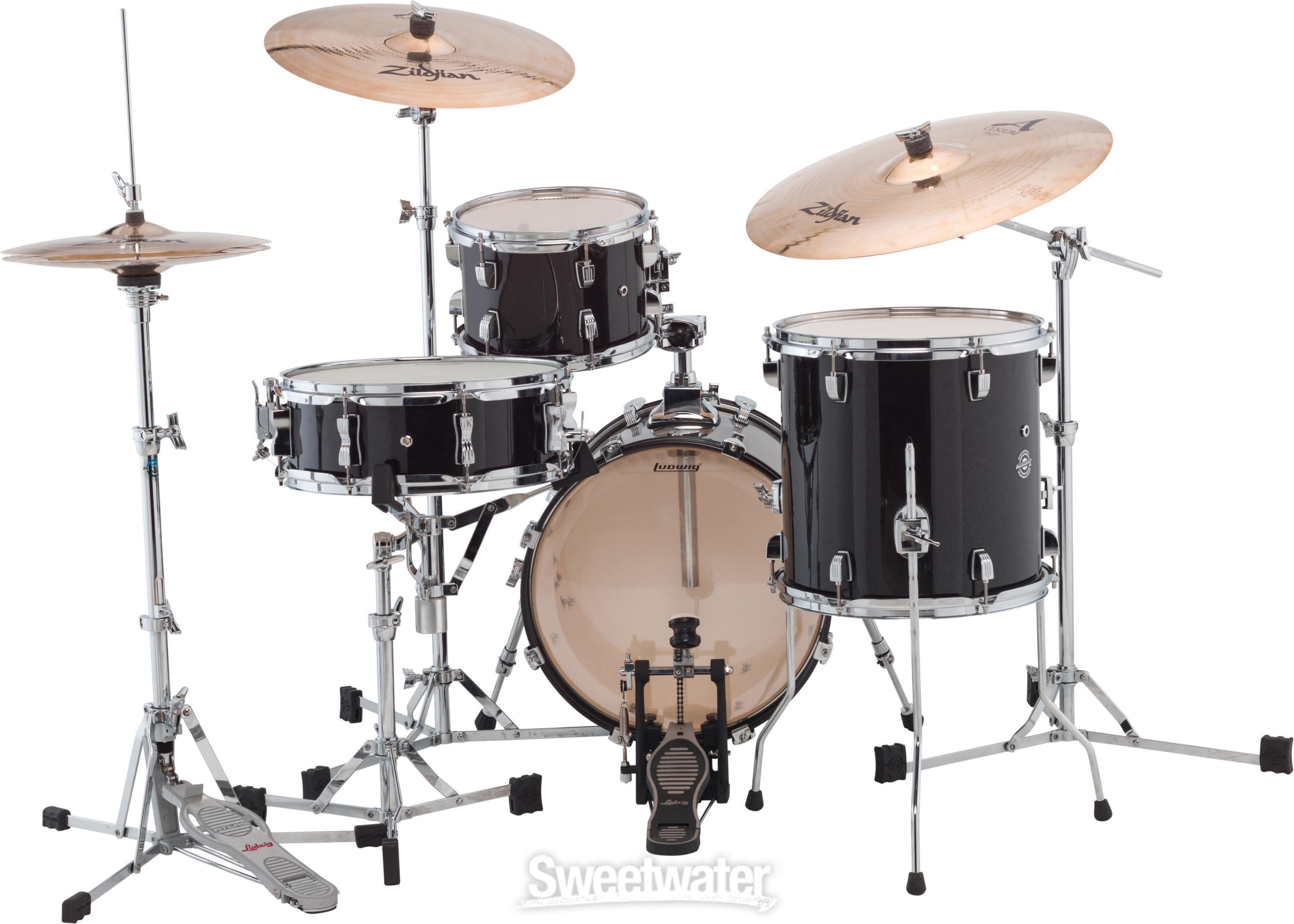 Ludwig Breakbeats By Questlove 4-piece Shell Pack with Snare Drum - Black  Gold Sparkle