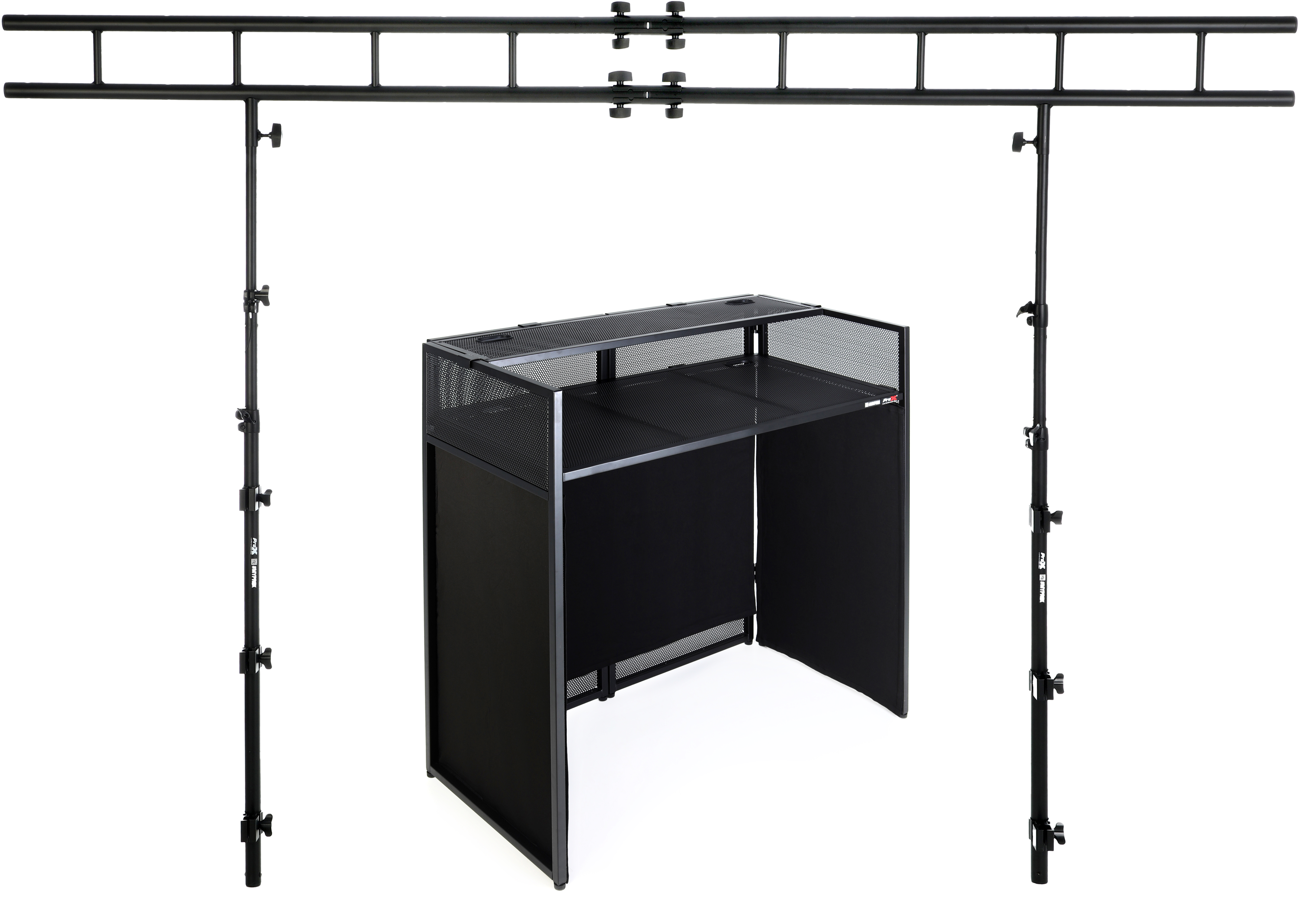 ProX Vista DJ Booth and Workstation with Scrim Kit and Lighting