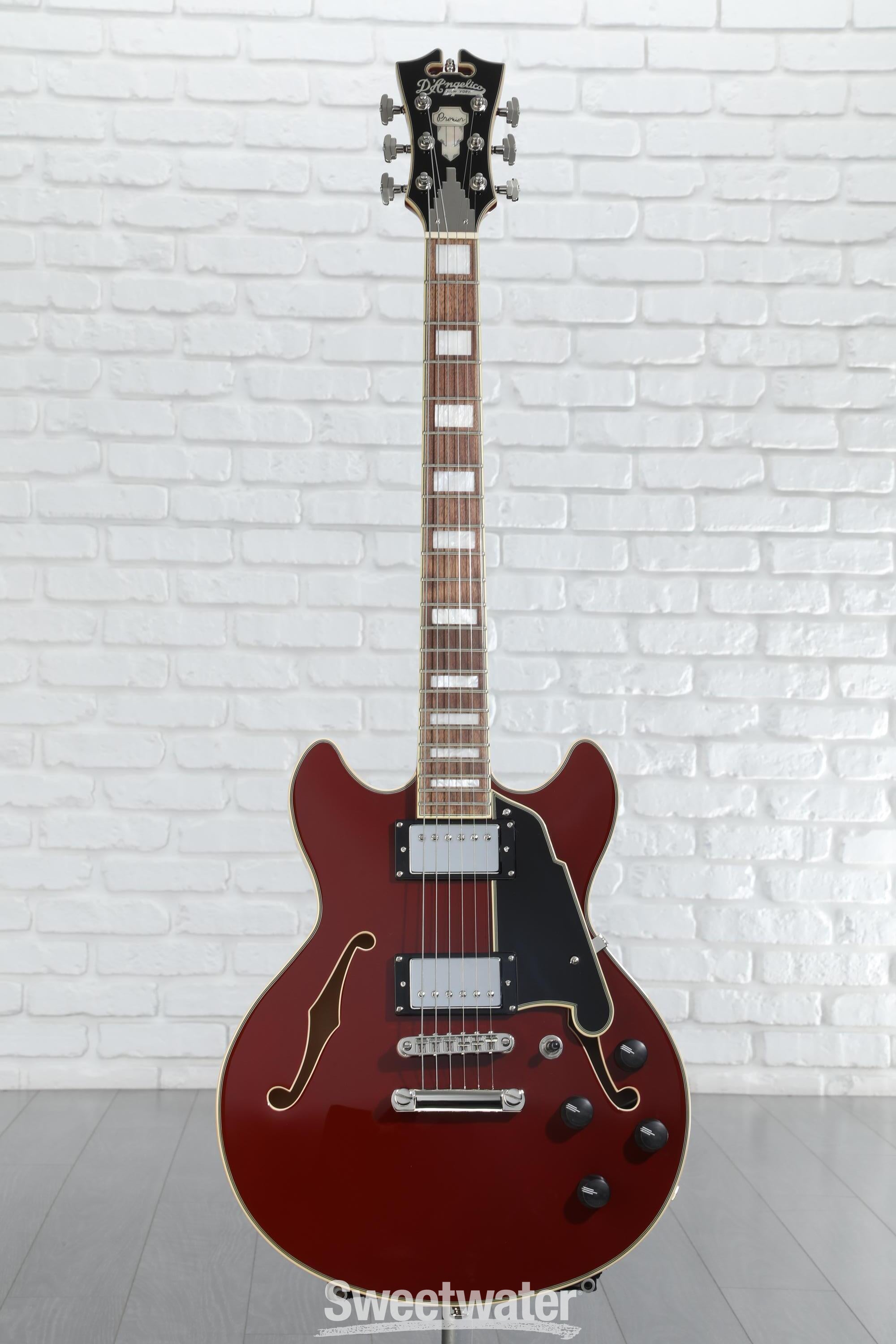 D'Angelico Premier Mini DC Electric Guitar - Burnt Red with