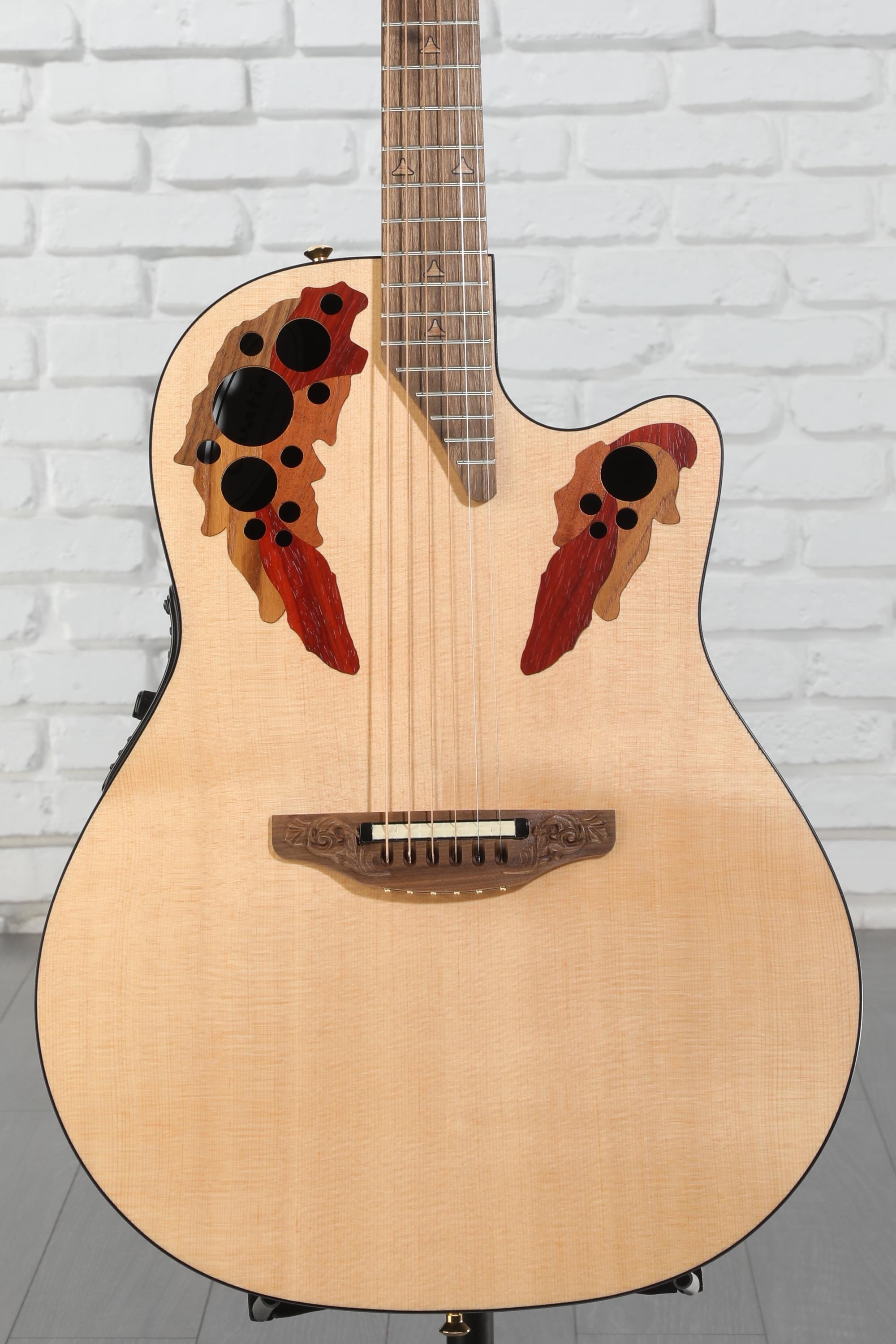 Ovation USA Elite Deep Cutaway E-Acoustic Guitar - Natural