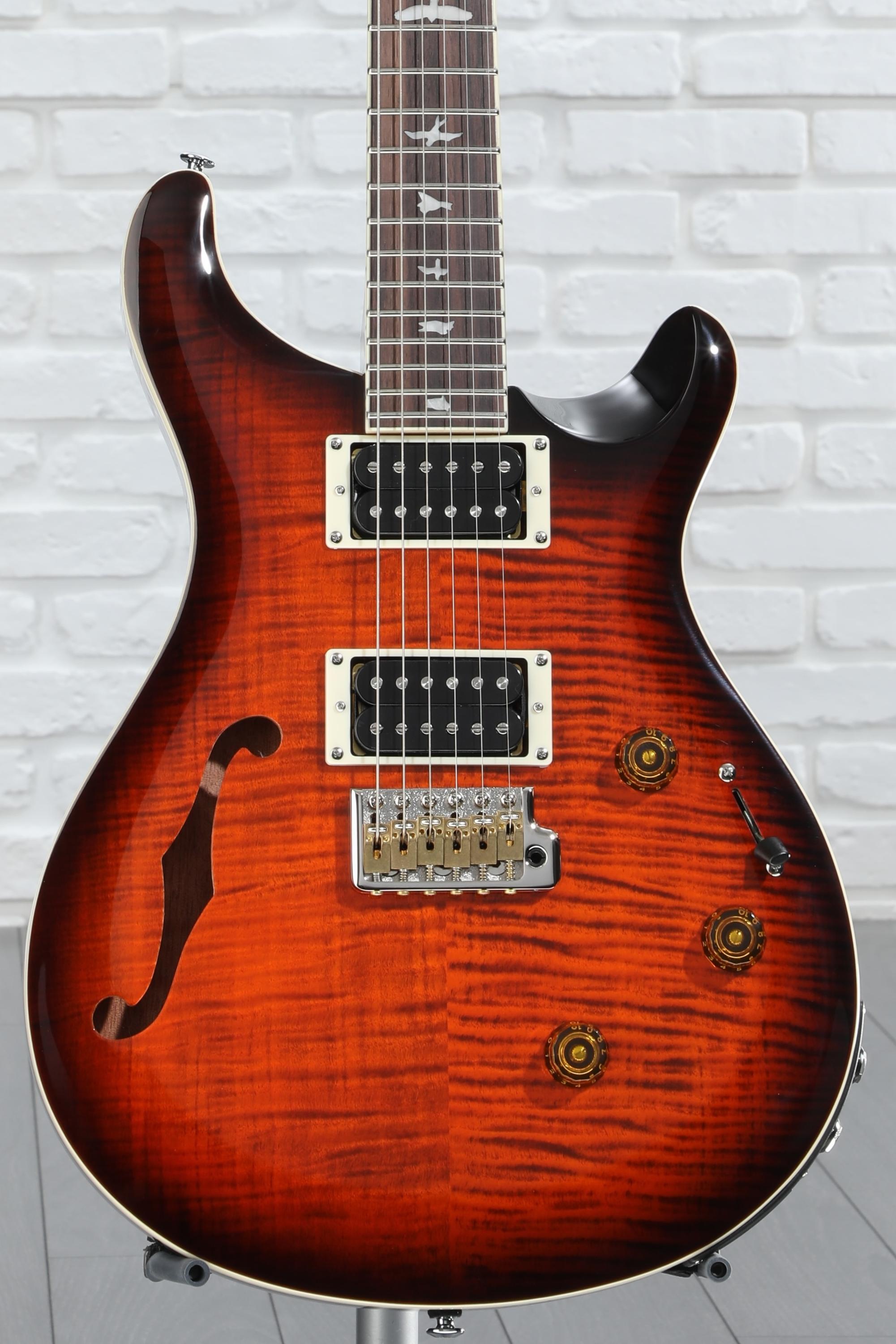 PRS SE Custom 24 Semi-Hollow Piezo Electric Guitar - Orange Tiger Smokeburst