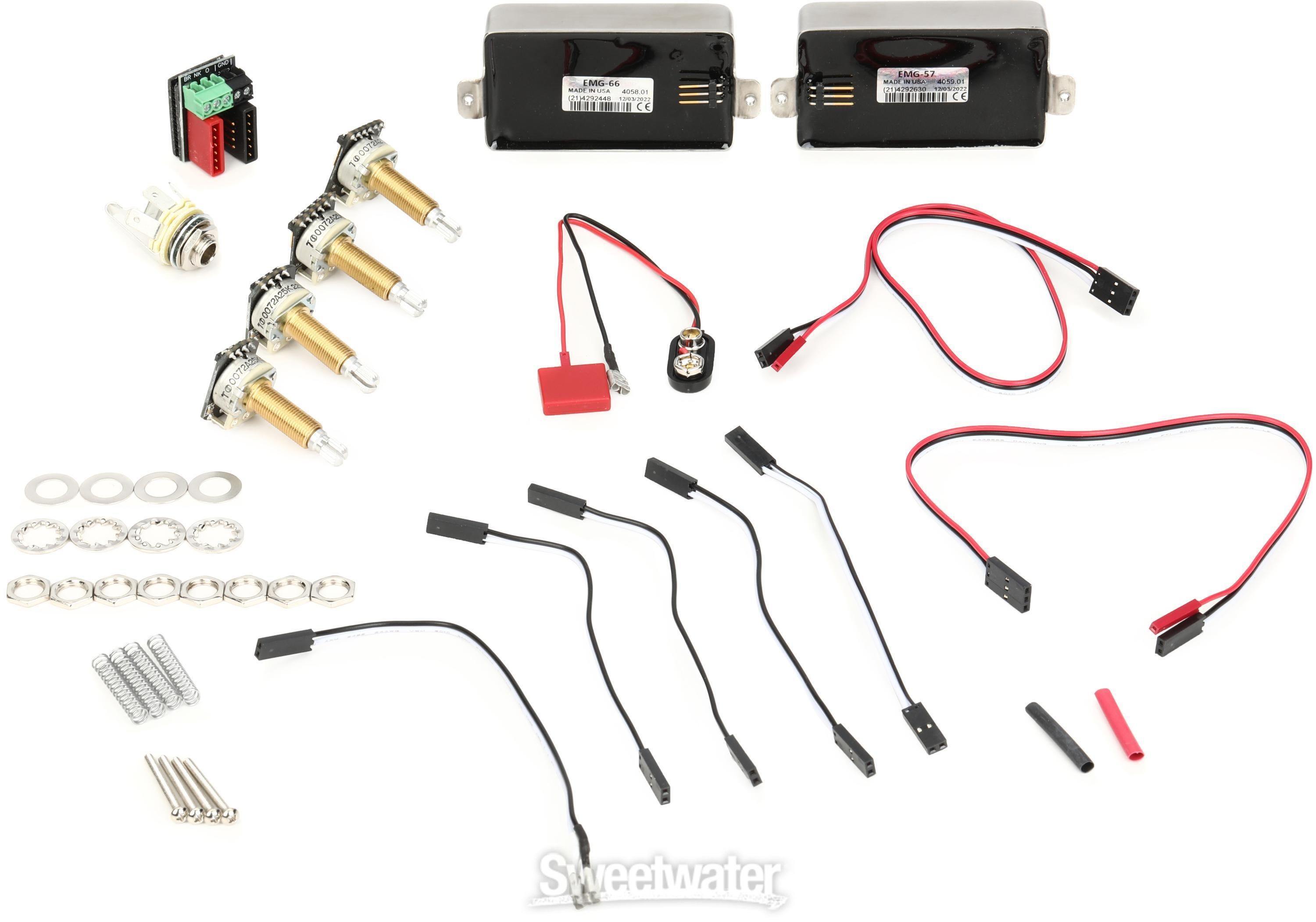 EMG 57/66 Neck and Bridge Pickup Set - Long Shaft - Brushed