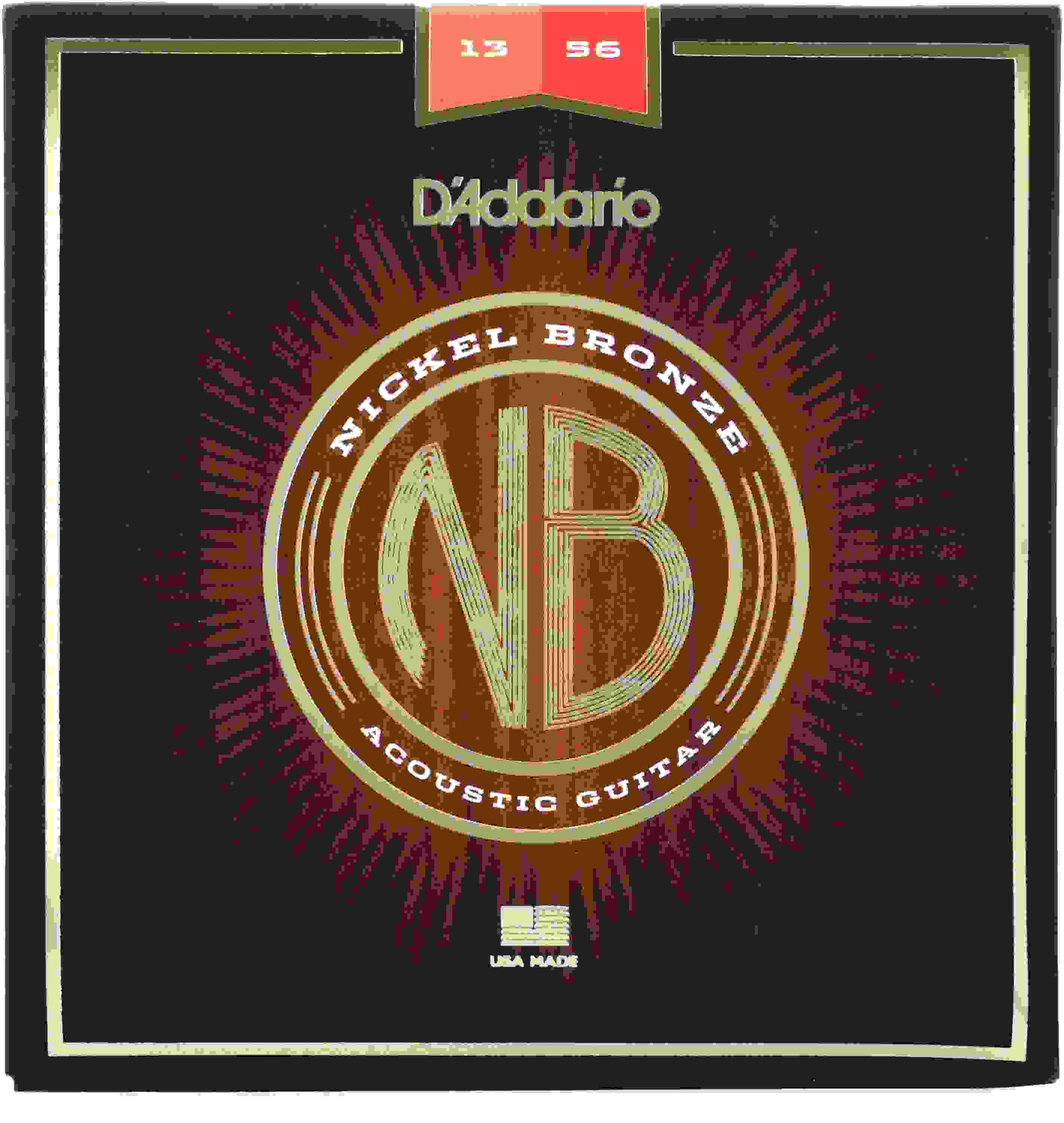 D'Addario NB1356 Nickel Bronze Acoustic Guitar Strings - .013-.056 Medium