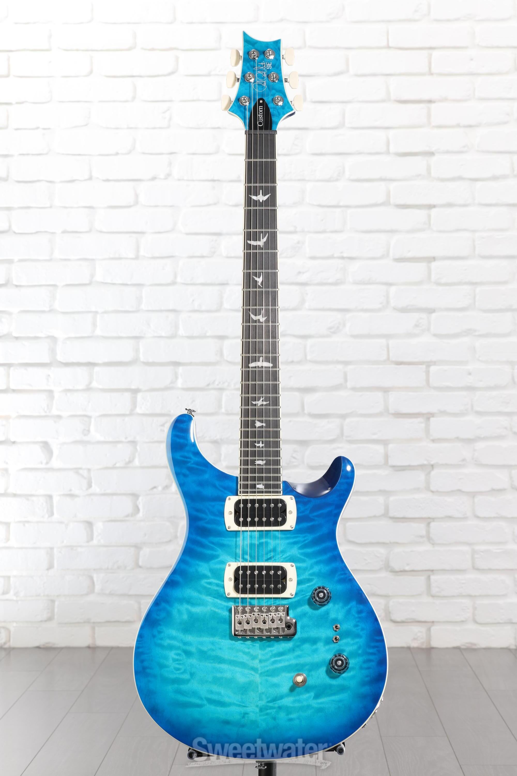 PRS SE Custom 24-08 Quilt Electric Guitar - Lake Blue | Sweetwater