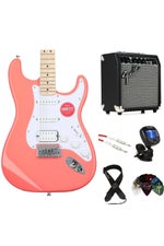 Photo of Squier Sonic Stratocaster Electric Guitar and Fender Amp Bundle - Tahitian Coral