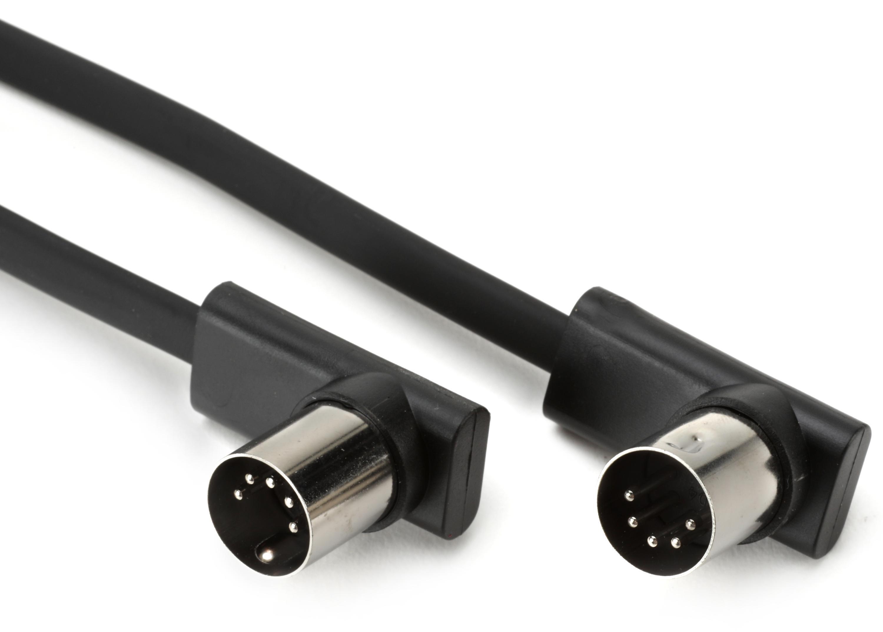 Photo of RockBoard by Warwick Flat Right-angle MIDI Cable - Black, 1.96 feet